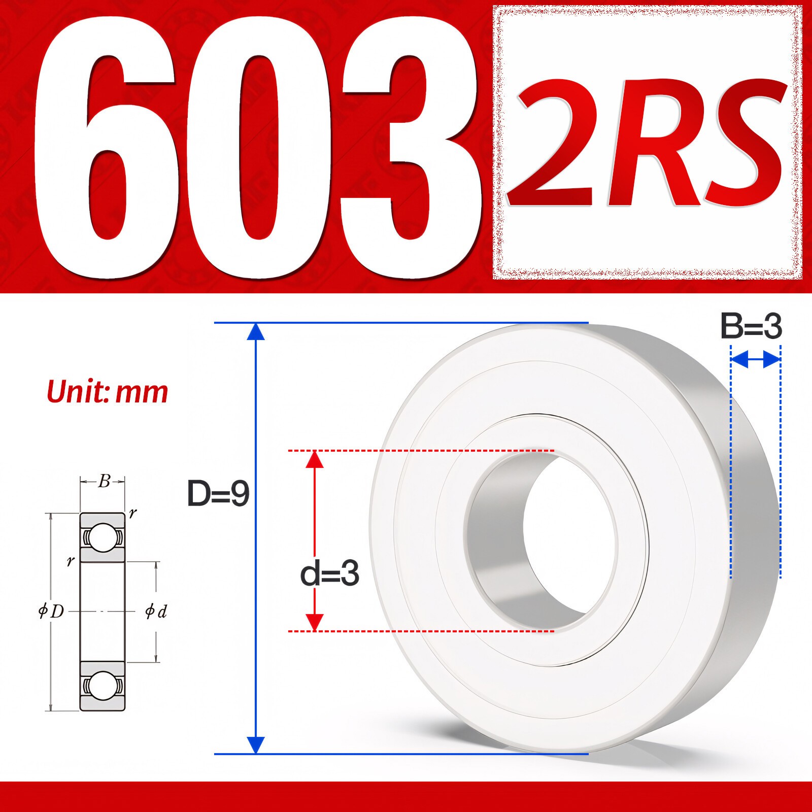 ZrO2 Zirconia Full Ceramic Ball Bearing Double Sealed 2RS Resistant Corrosion