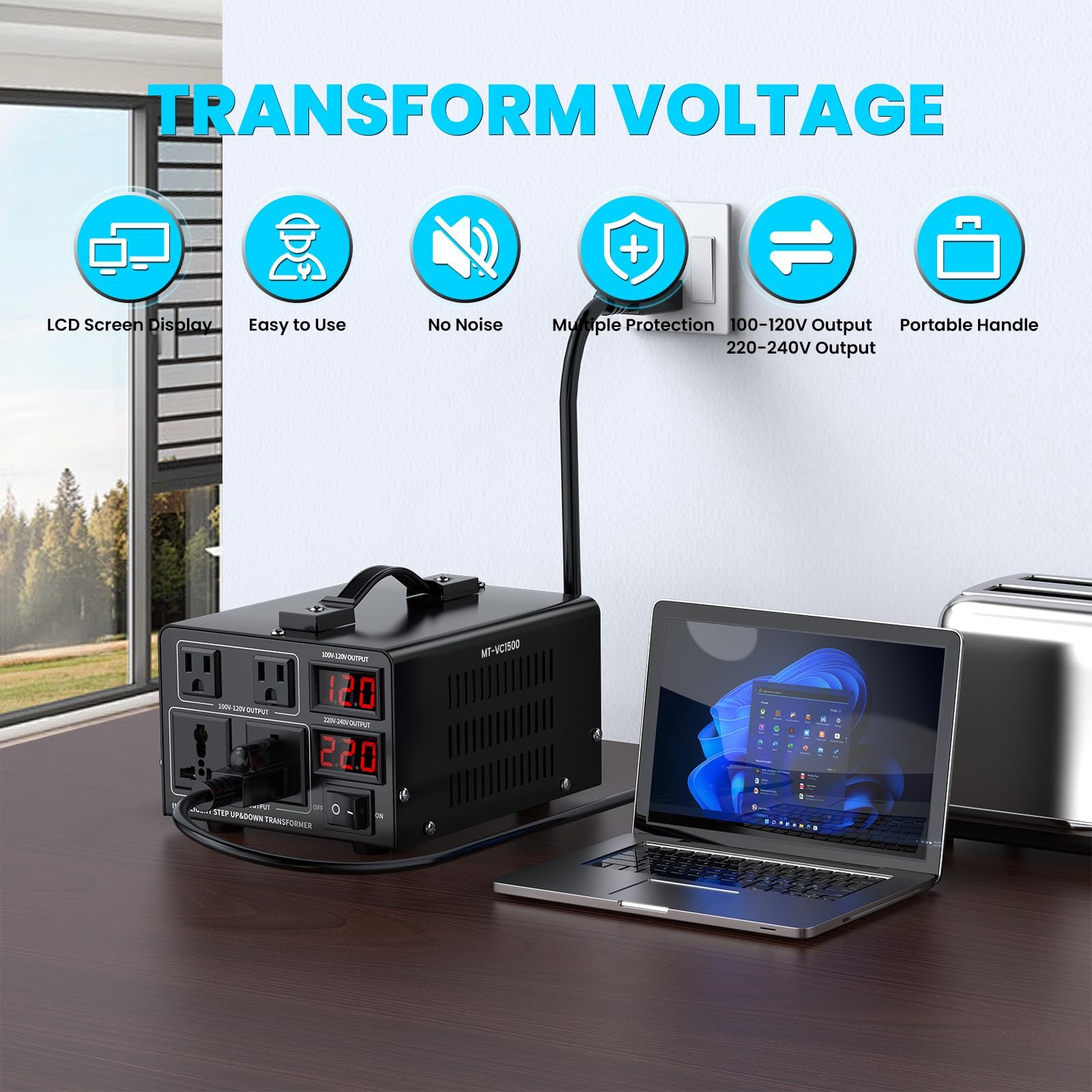 Jlouneo 1500W Voltage Converter Transformer110V To 220V Or 220V To 110V Step