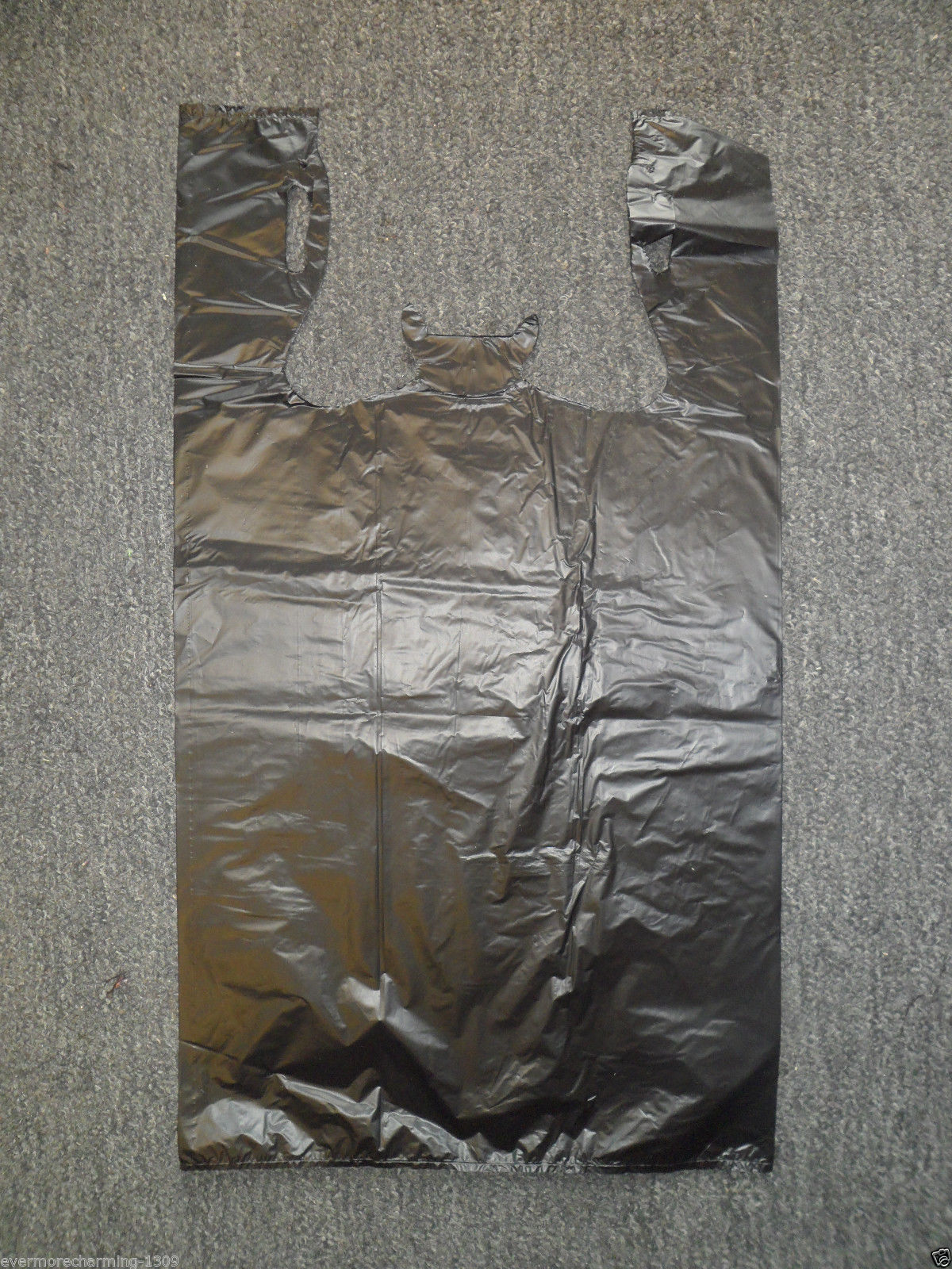 1/6 Large 21 x 6.5 x 11.5 BLACK T-Shirt Plastic Grocery Shopping Bags