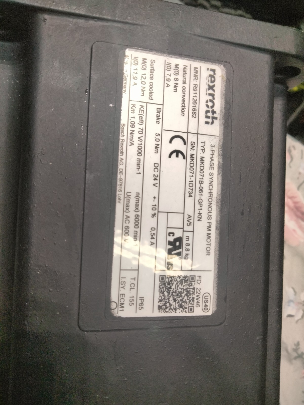 Bosch rexroth 3 phase synchronous motor (remanufactured 2022)