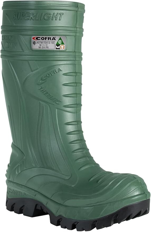 COFRA Waterproof Work Boots THERMIC Cold Weather Rain Boot- Size ,Green & Black