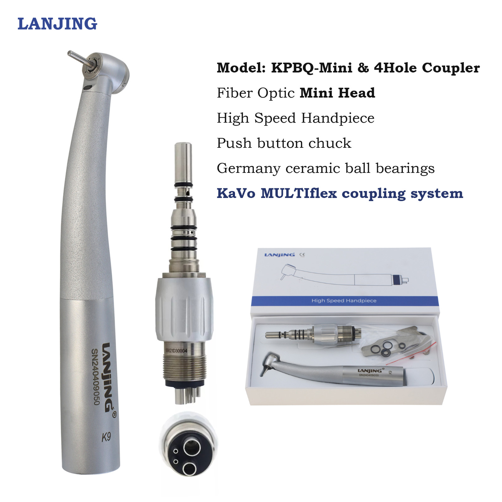 Dental High Speed Handpiece Mini LED Fiber Optic Small Head Turbine KAVO Coupler