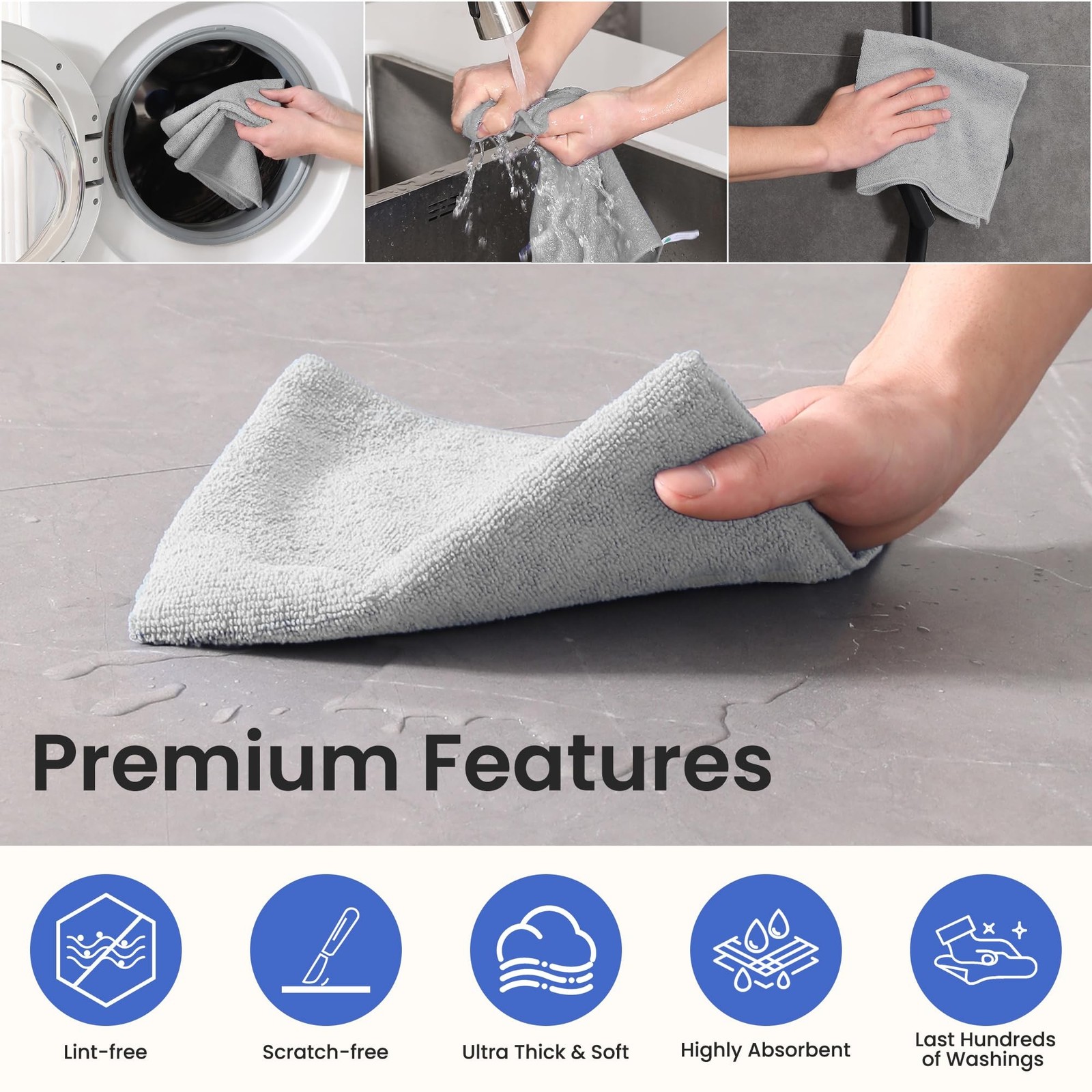 Microfiber Cleaning Cloths-12 Pack,Microfiber Towels for Cars & Kitchen,Highl…