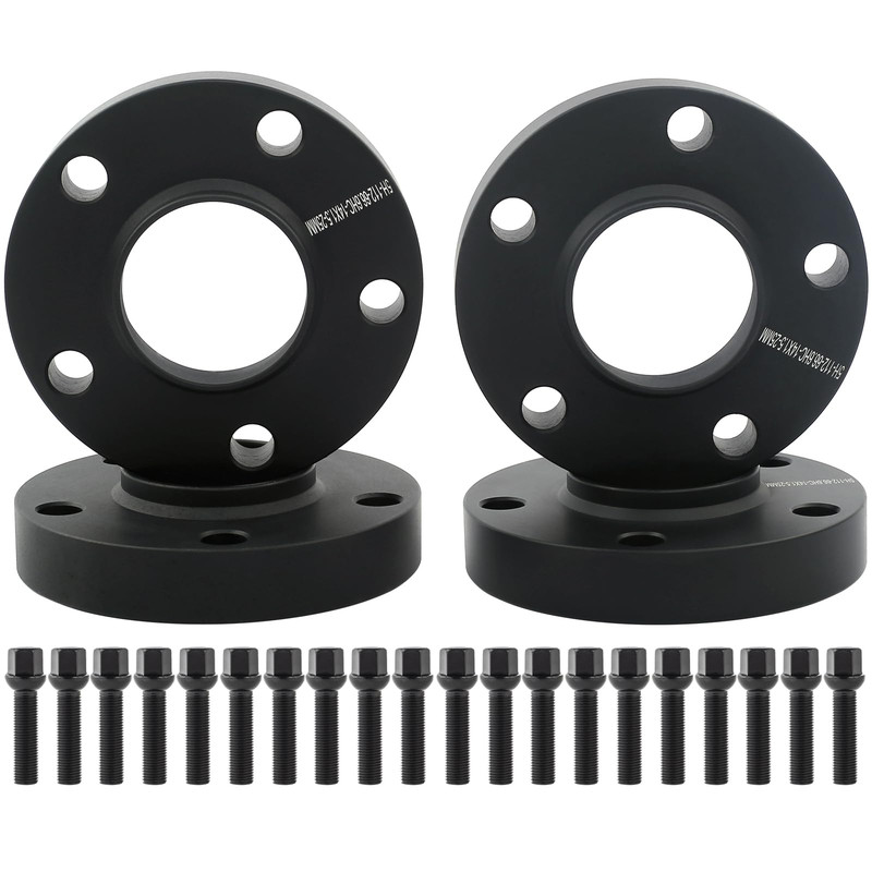 Dcvamous 4Pc Black 5X112 Hubcentric Wheel Spacers 1 Inch 14X1.5 Bolts 50Mm