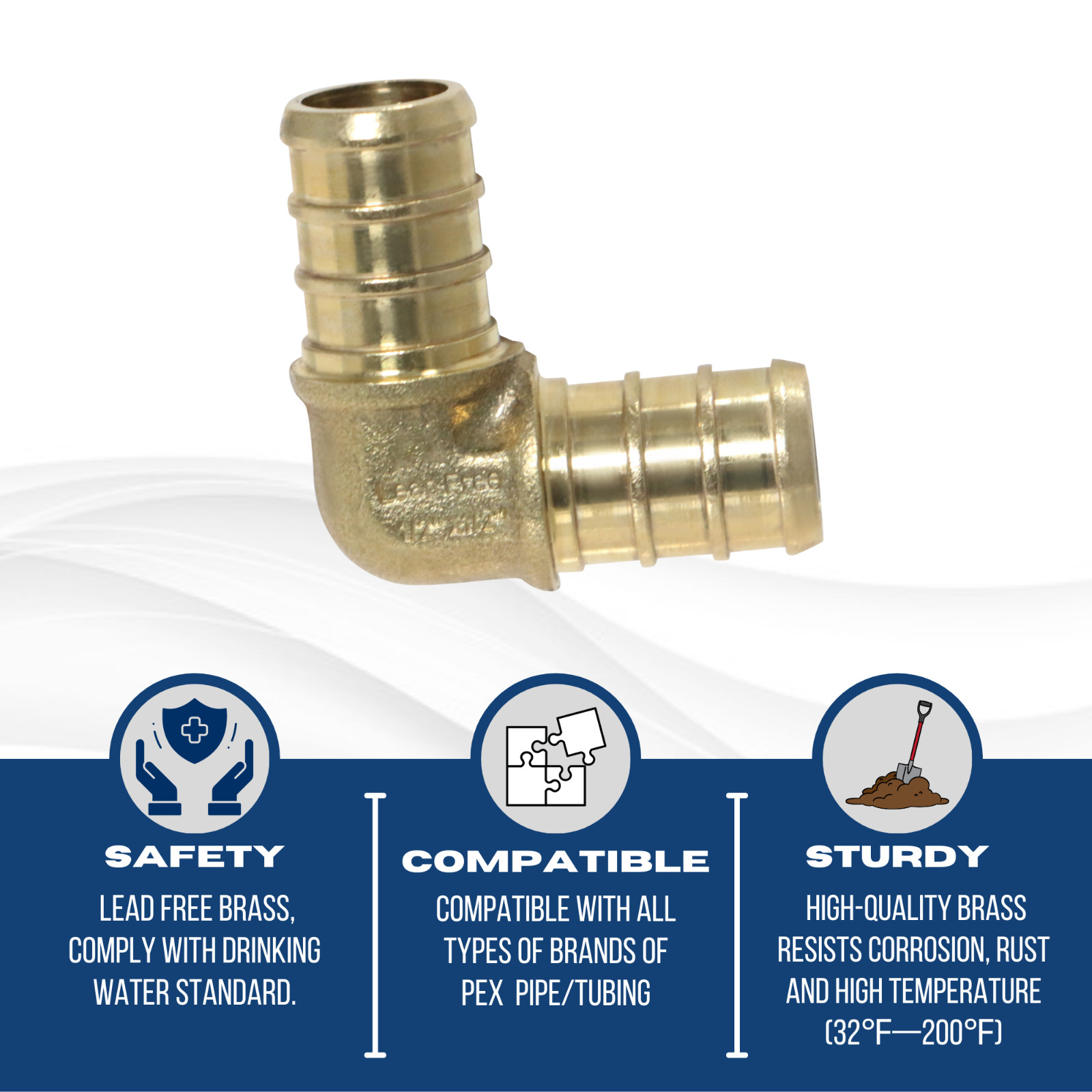 100 PIECES 1/2″ PEX ELBOW – BRASS CRIMP FITTINGS (LEAD-FREE)