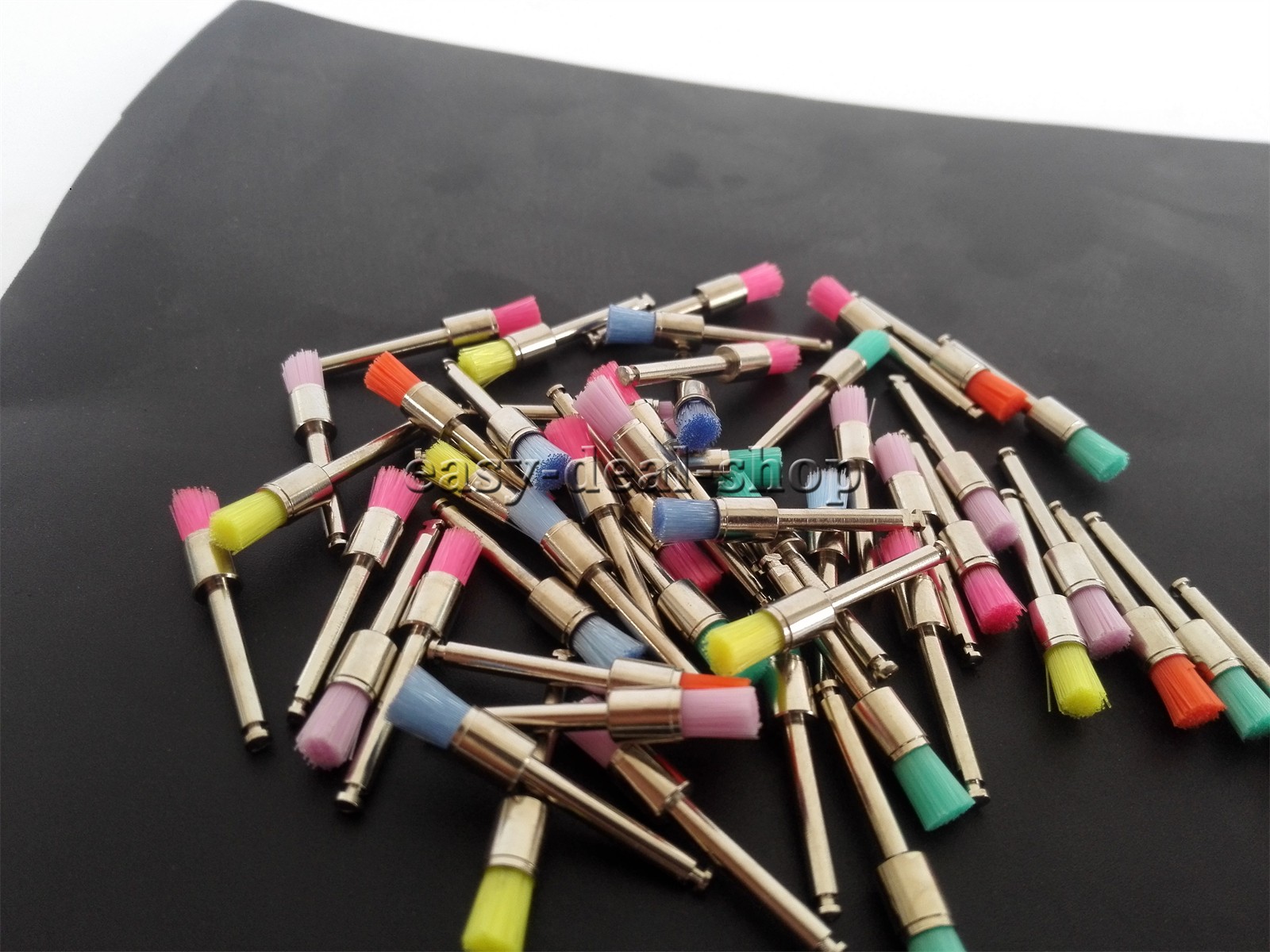 200 Pcs Dental White & Colorful Nylon Latch Flat Polishing Polisher Prophy Brush