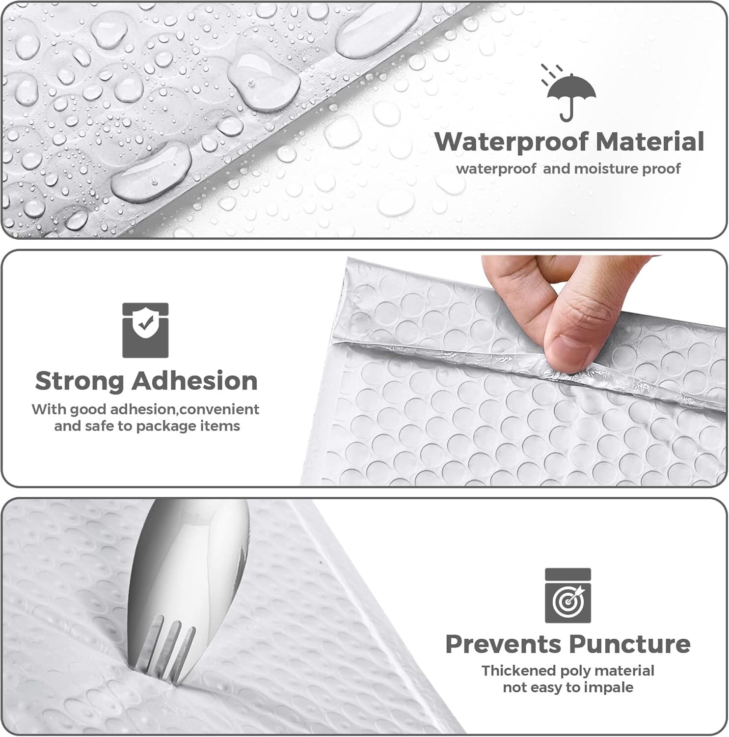 Bubble Mailers10.5×16 250pack Large Padded Envelopes 10.5×15 Mailing Bags White
