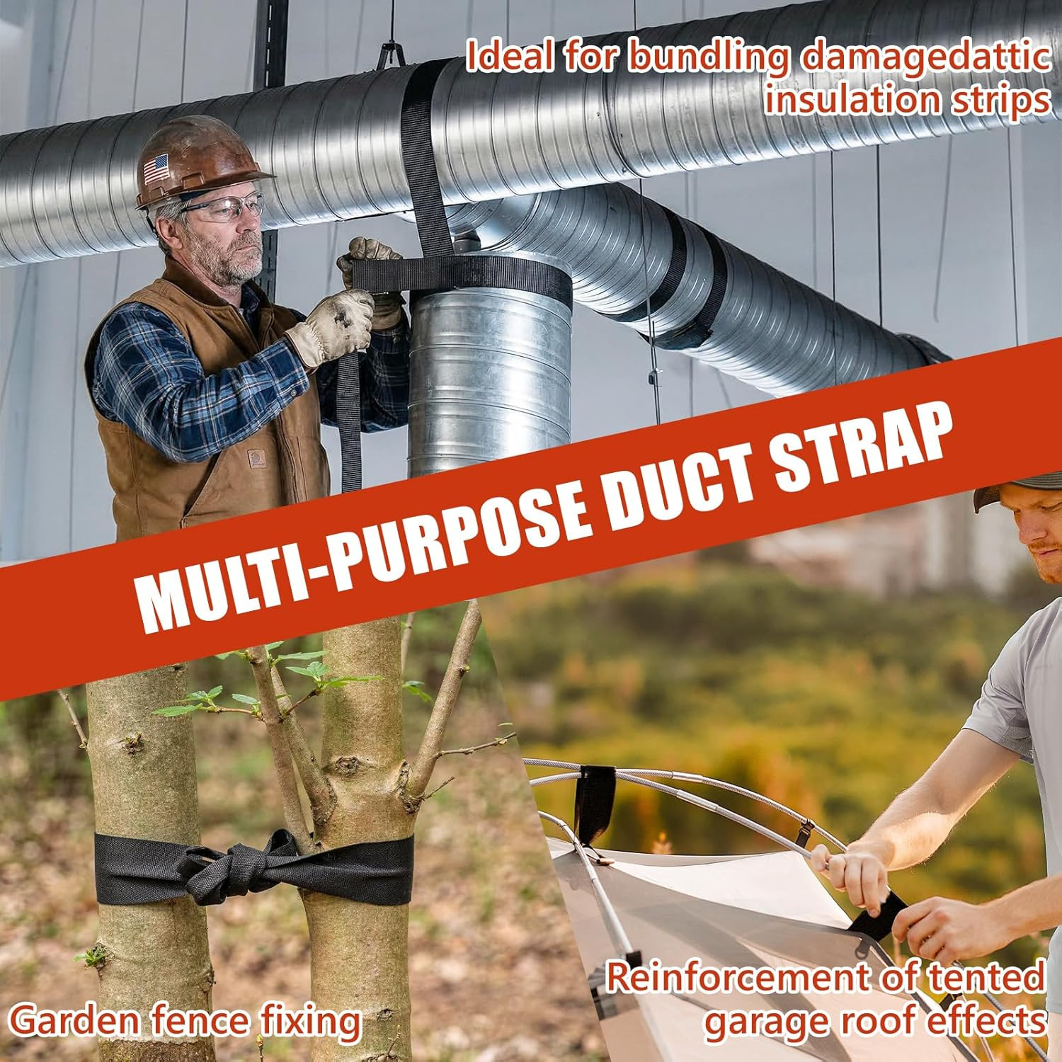 100Ft HVAC Duct Strap, Tight-Weave Nylon Duct Support Webbing, Heavy Duty Duct H