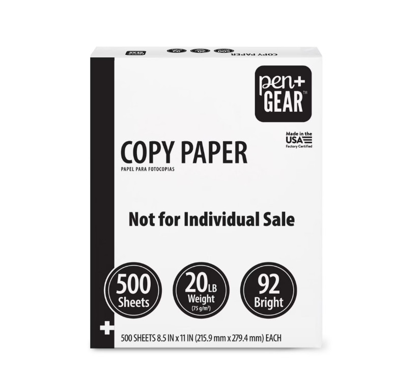 Pen + Gear Copy Paper, 8.5″ x 11″, 92 Bright, 20 lb, 8 Ream Case (4,000 Sheets)