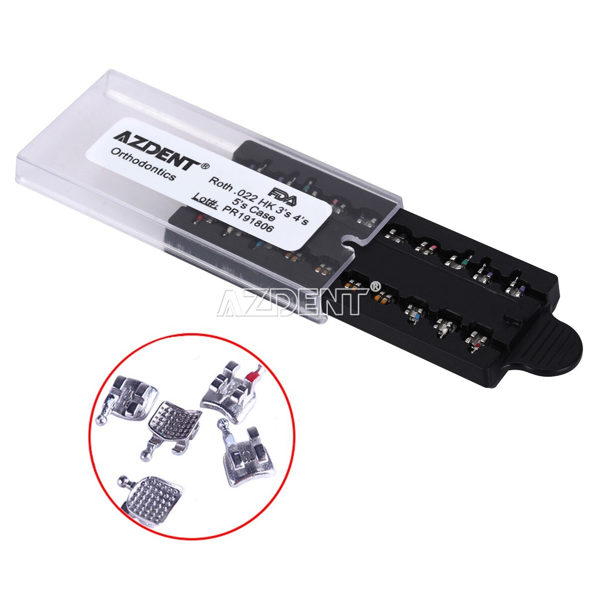 AZDENT Dental Orthodontic Brackets Braces Metal Mini Roth/MBT.022 Hook 3 4 5 USA