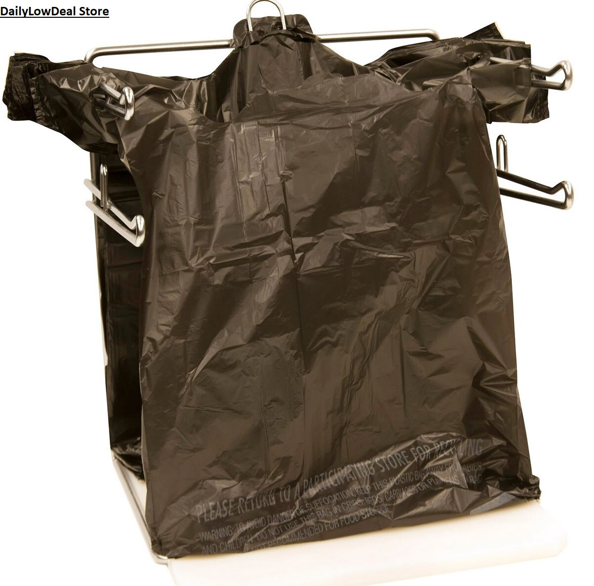 1000 Bags 1/6 Black (21 x 6.5 x 11.5) T-Shirt Plastic Grocery Shopping Bag NEW
