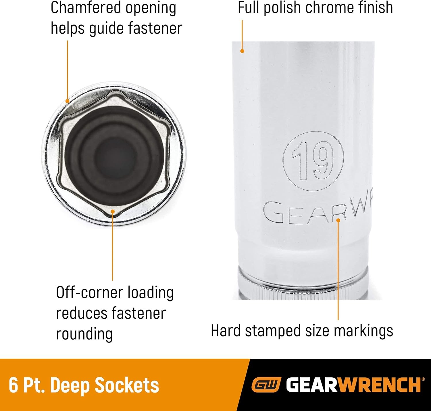 GEARWRENCH 3/8″ Drive 6 Pt. Deep Socket, 10mm – 80392