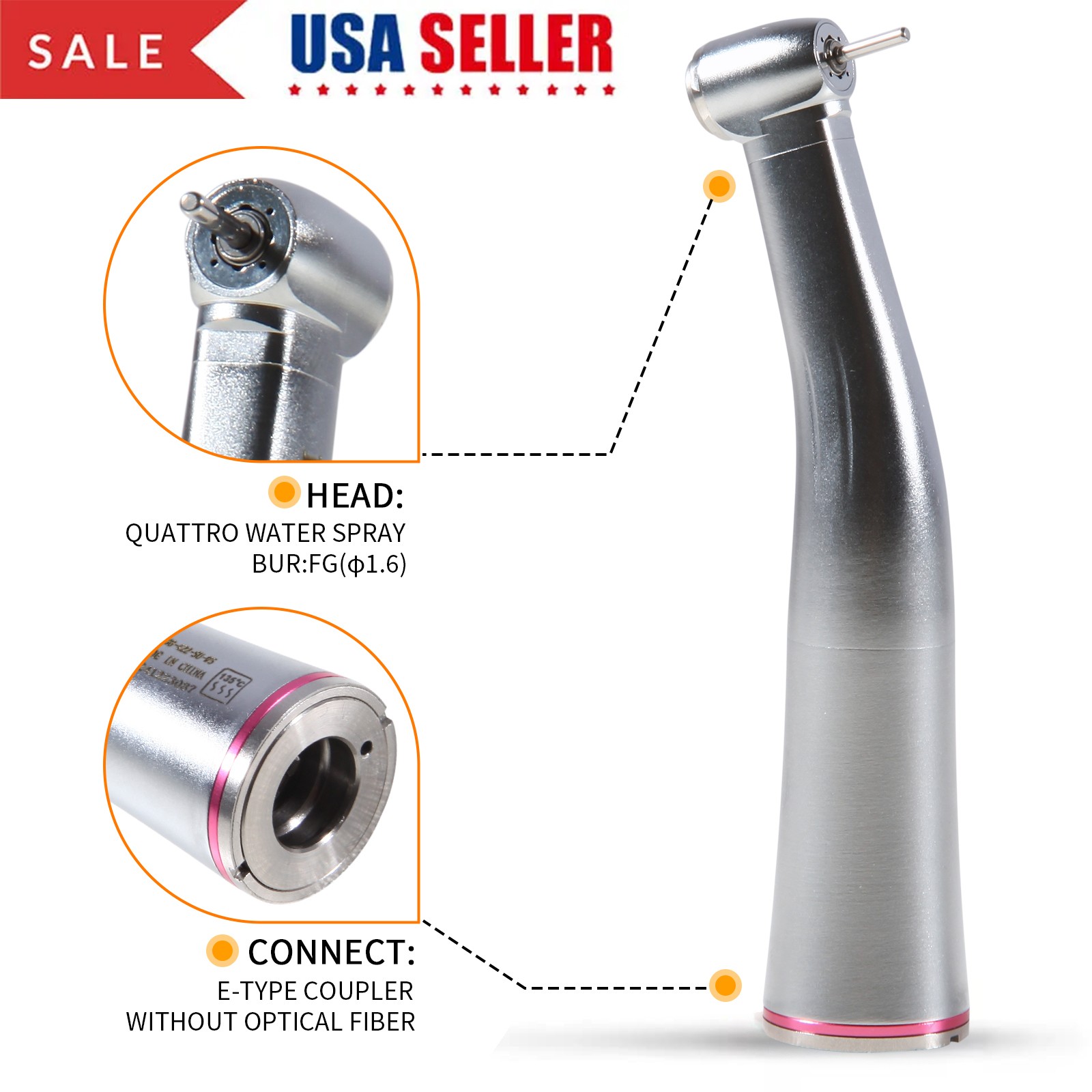Dental 1:5 Increasing Inner Channel Contra Angle Handpiece 4 Spray NSK Style