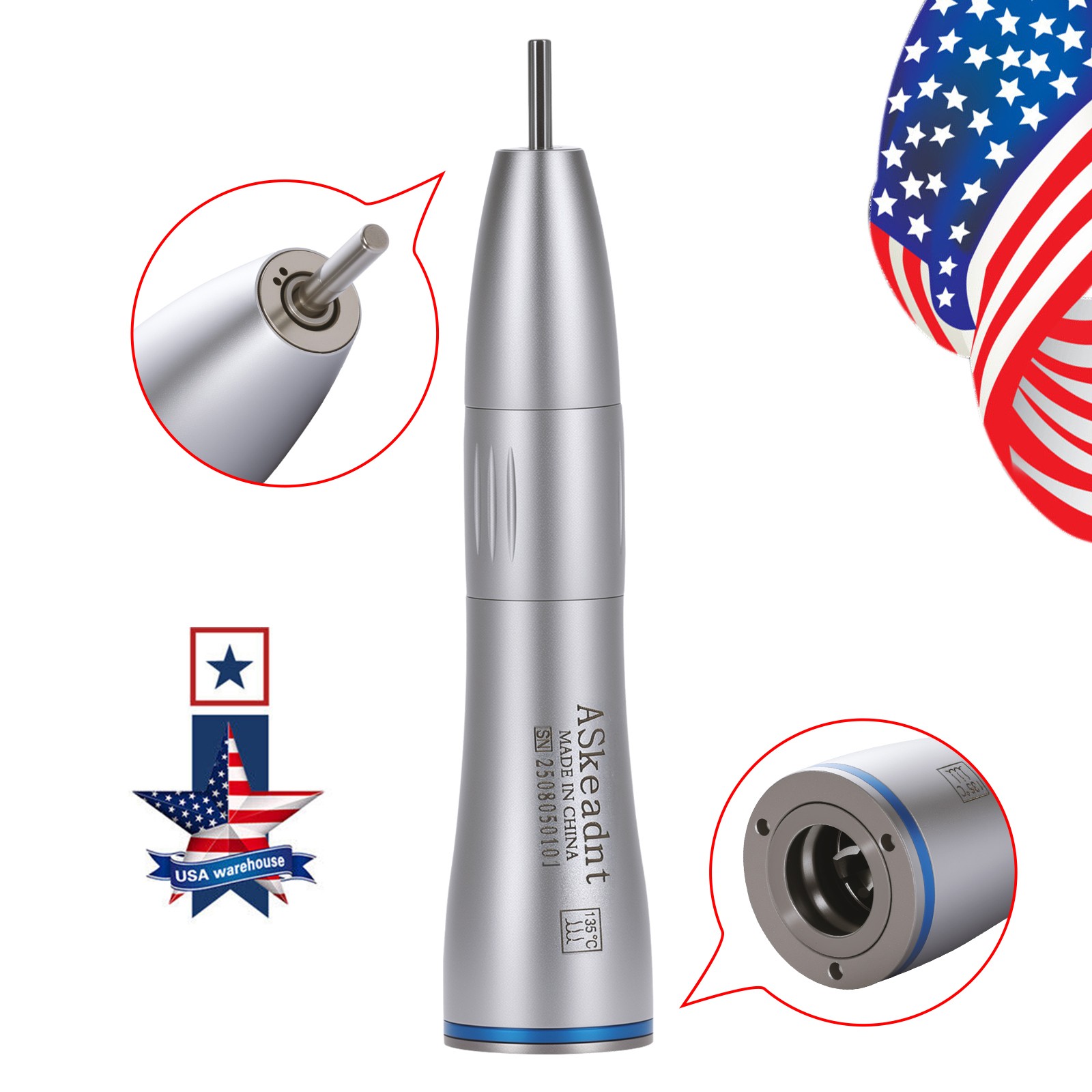 1-10 Dental Internal Water Spray Straight Nosecone Low Speed Handpiece ASkeadnt