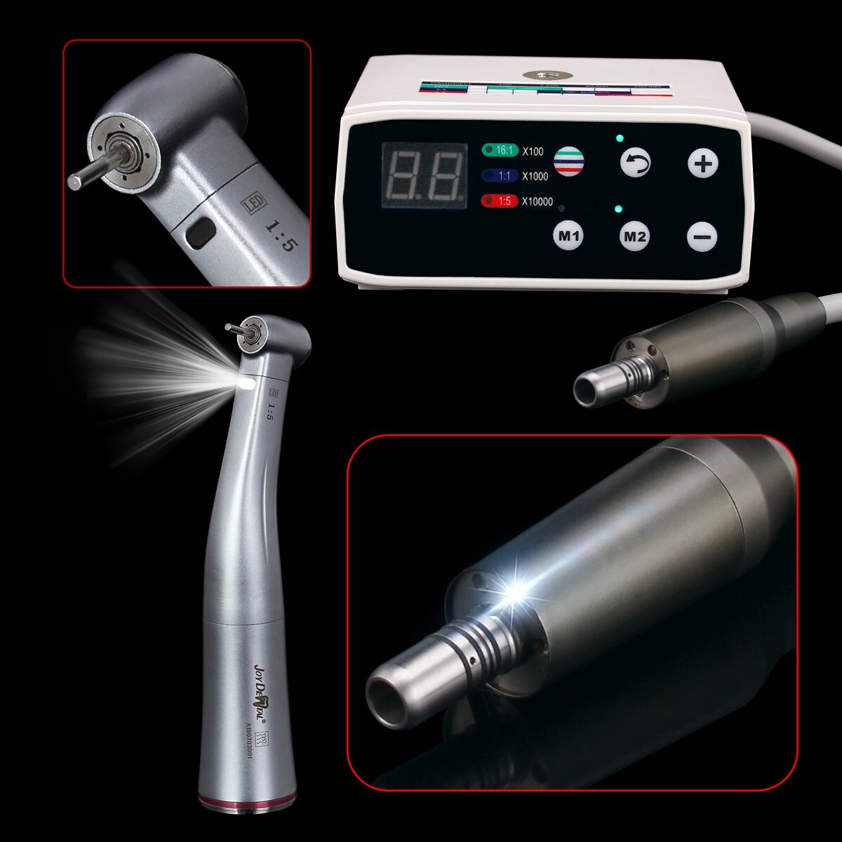 Dental Brushless LED Electric Micro Motor+ 1:5 Increasing Fiber Optic Handpiece