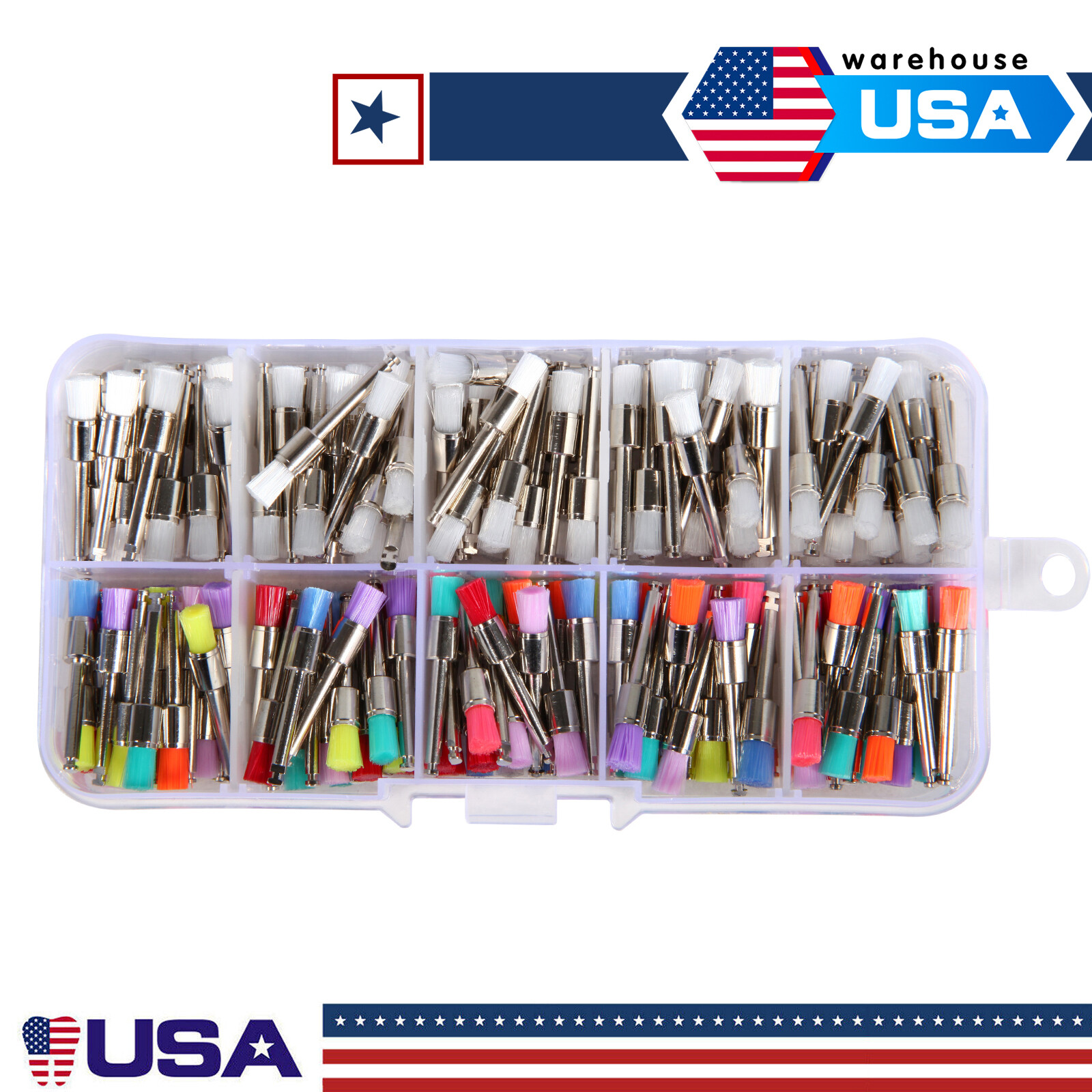 200 PCS Dental Nylon Polishing Flat Latch Polisher Prophy Brush Disposable mixed