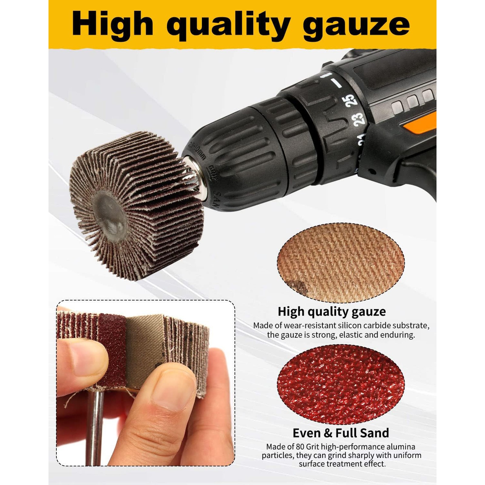 8 Pcs Flap Wheel Sander Set, 1/4″ Shank 8Size Flapper Wheel, SHITIME Long-Lastin