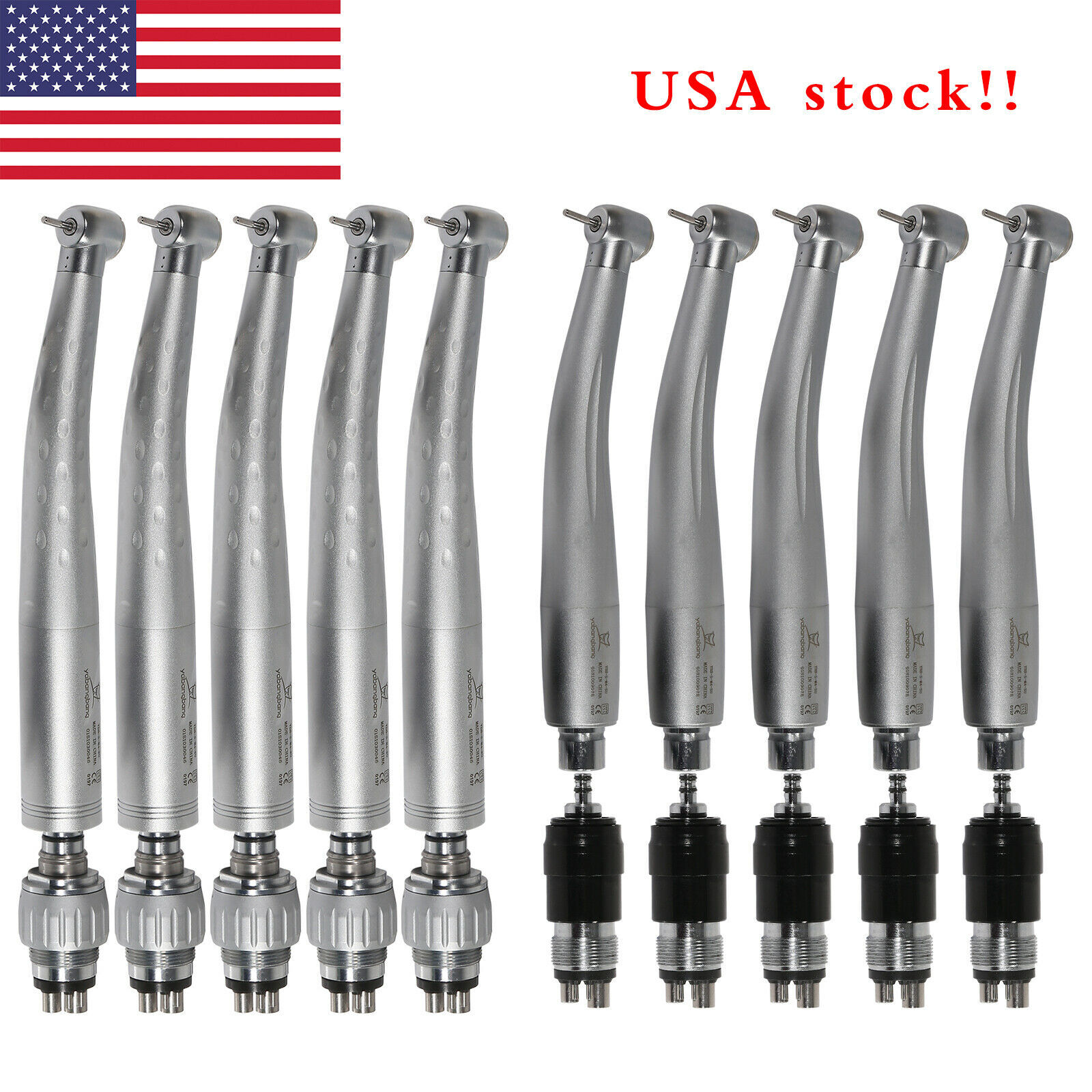 1-5 YABANGBANG Dental High Speed Handpiece + 4 Hole Quick Coupler 360° Swivel US