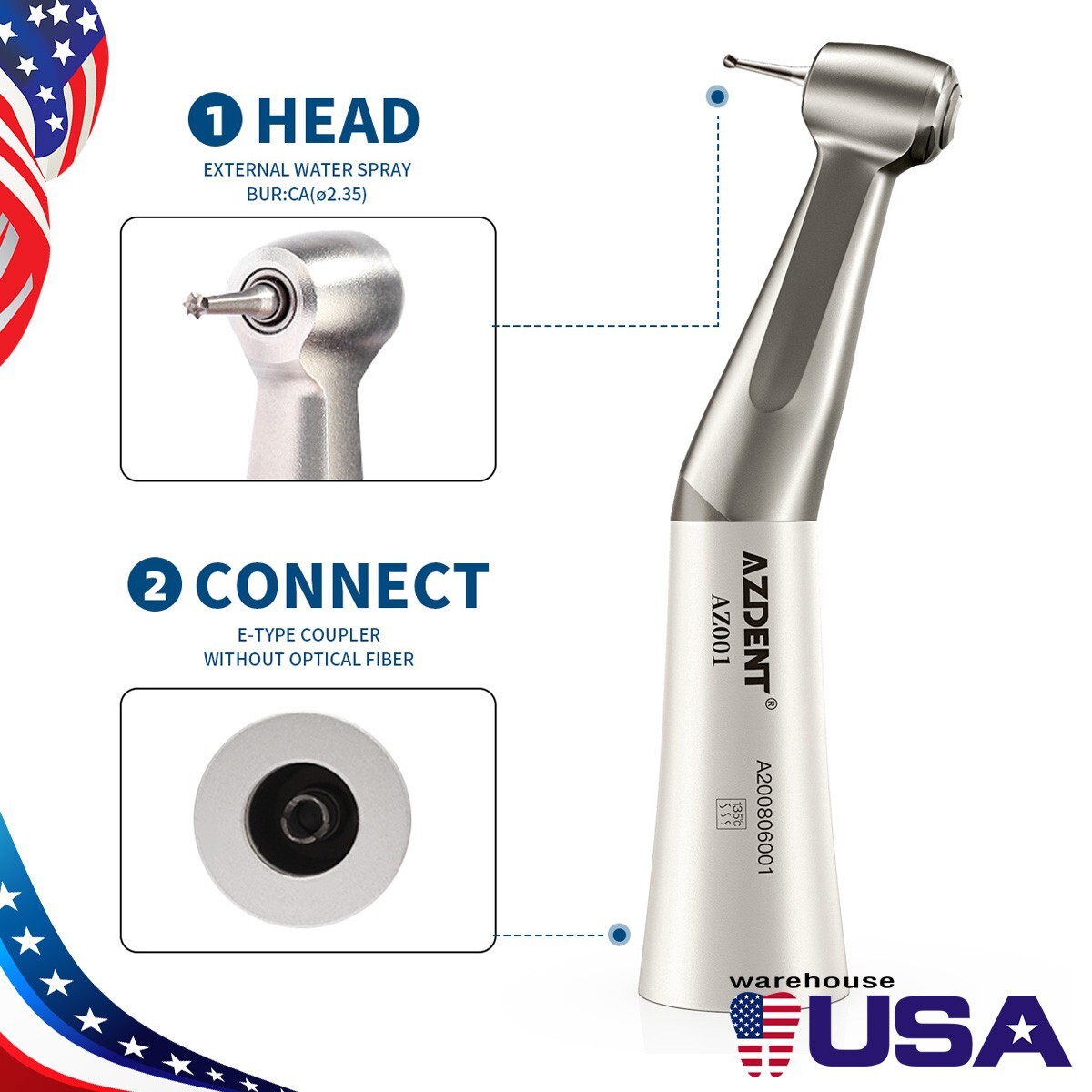 NSK Pana Max Style Dental LED High Low Speed Handpiece Kit Contra Angle 2/4Hole