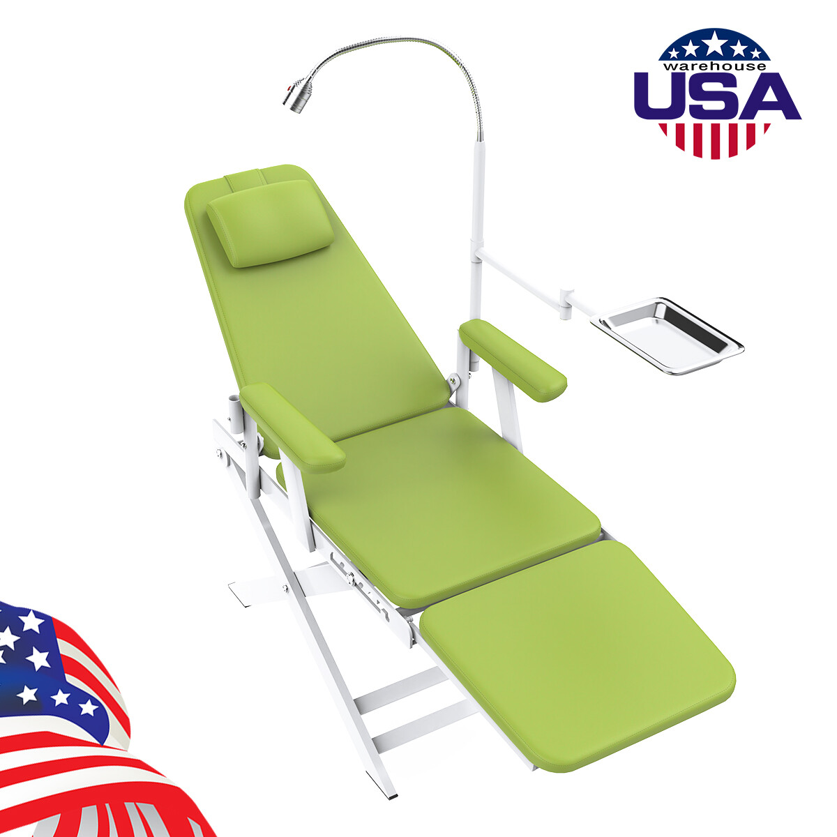 5 Types Portable Dental Folding Chair Package LED Light+Air Turbine Unit 4 Holes