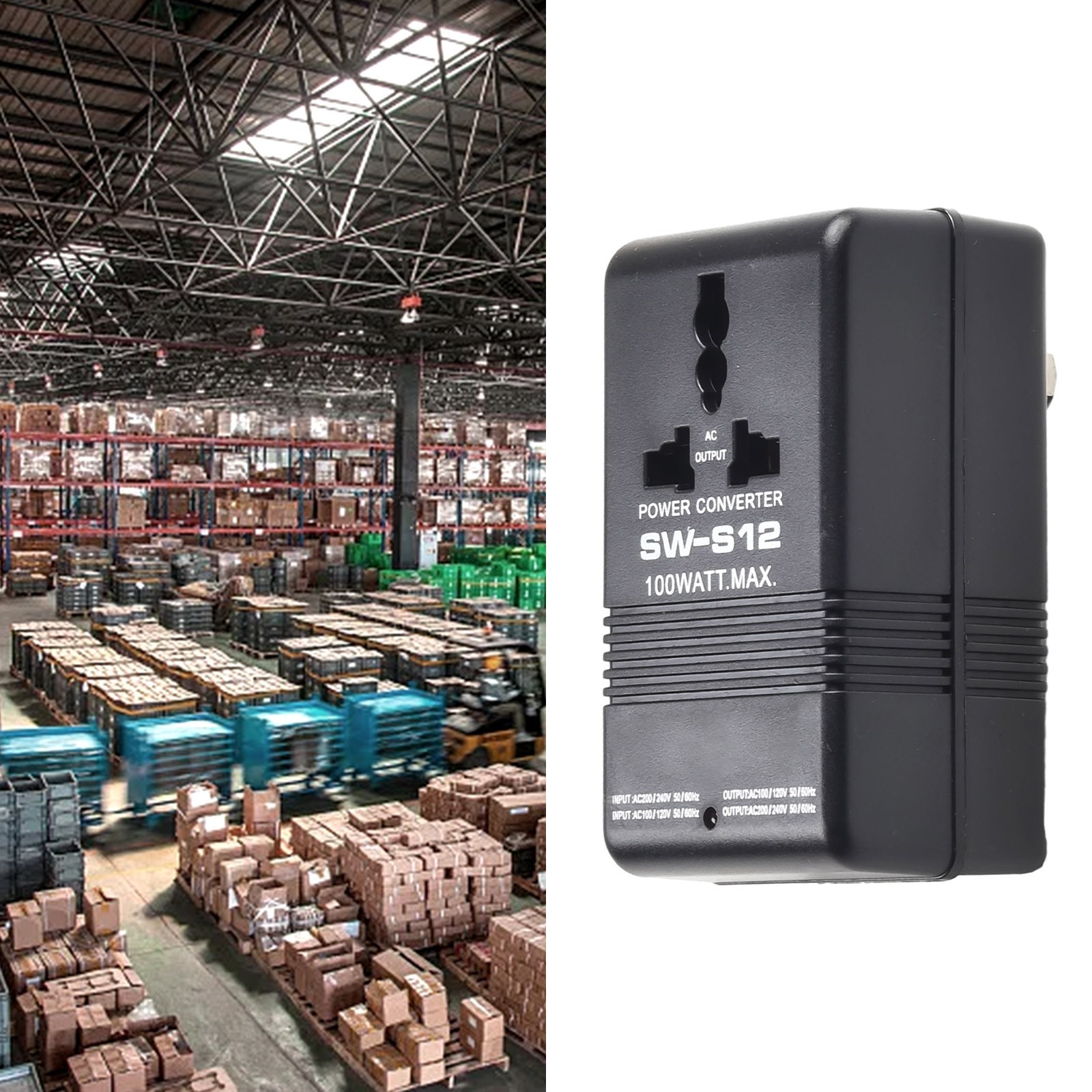 100W Portable Voltage Converter Transformer 110V 120V to 220V 240V or Reverse