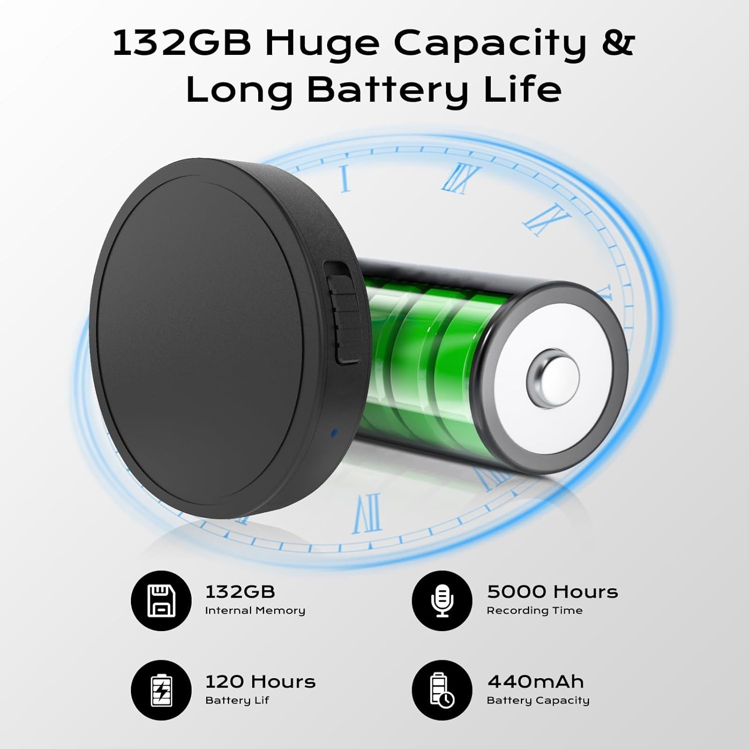 High-Capacity Voice Recorder with AI Noise Cancellation & USB-C Compatibility