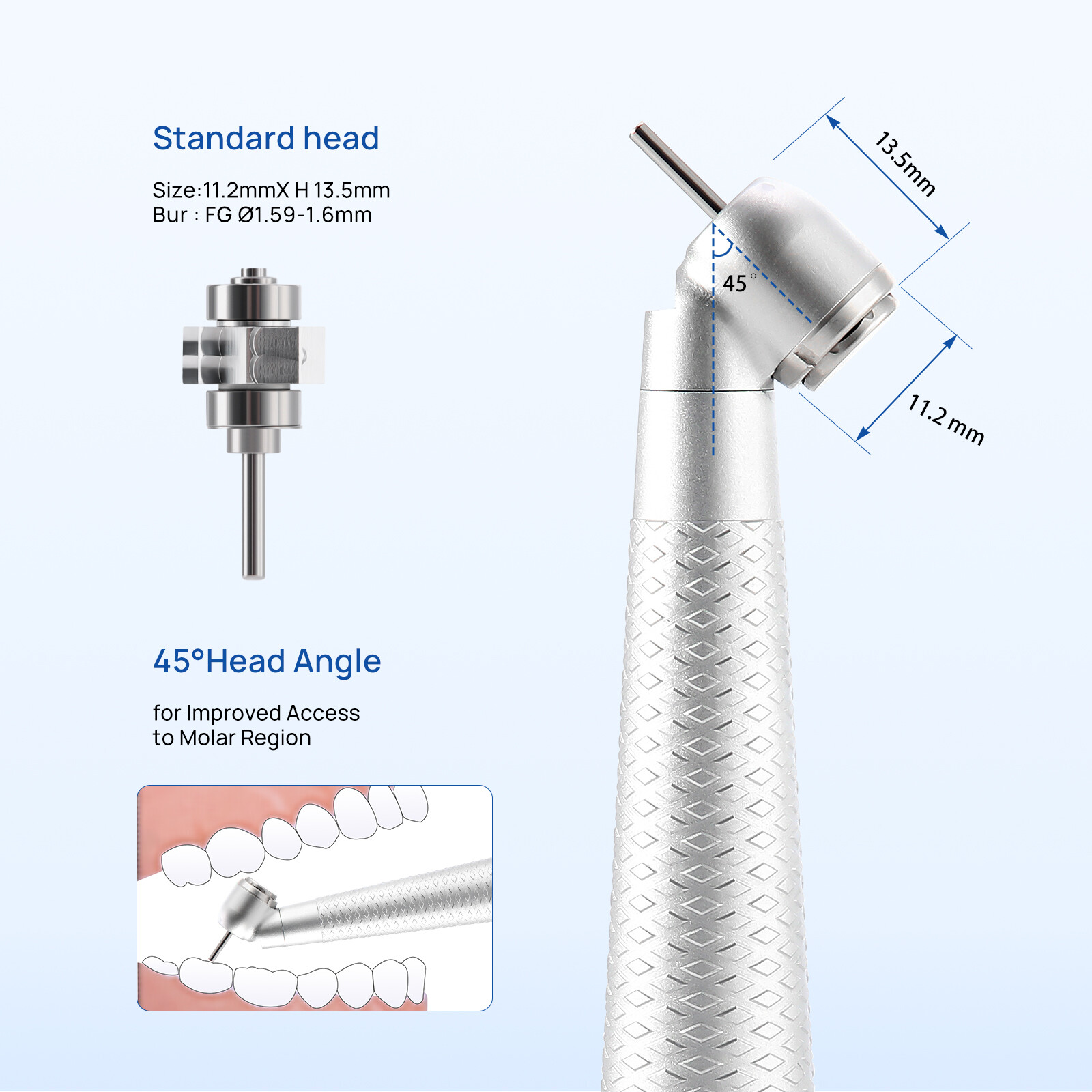 COXO Dental Surgical Handpiece 45° Angle Fit KaVo Fiber Optic 6 Hole Coupler