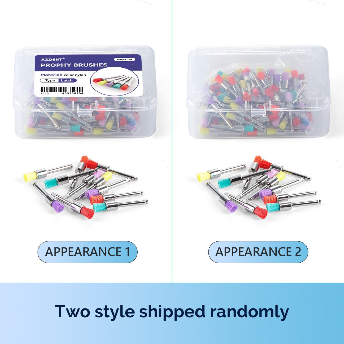 100Pcs Dental Polishing Polisher Prophy Brush Bowl Flat Type Colorful Nylon