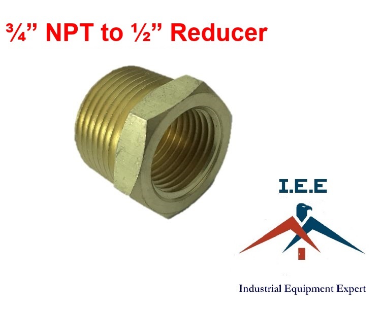 3/4″ NPT to 1/2″ Pipe Bushing Adapter Convert 1/2 Male to 3/4 Male Solid Brass
