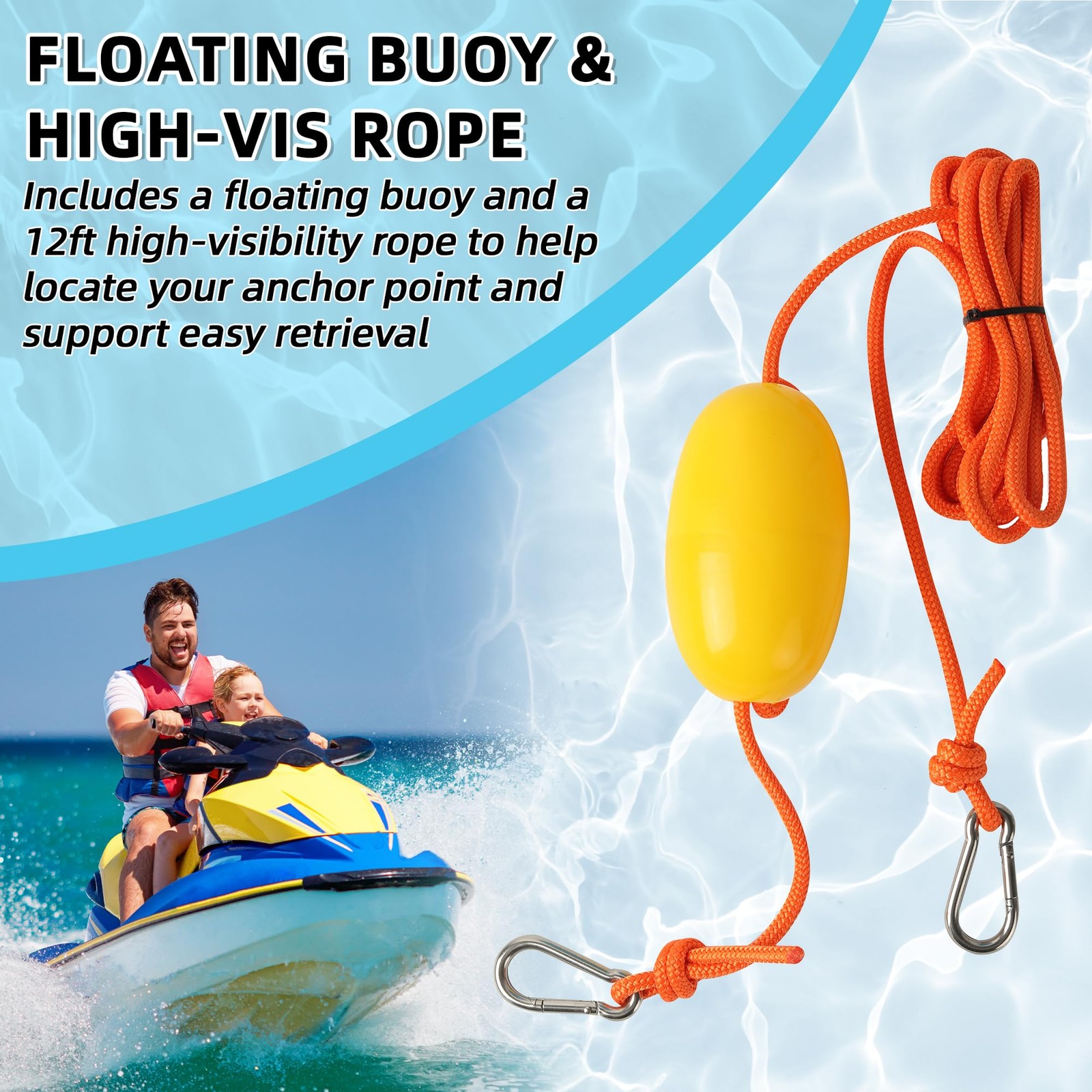 Calpalmy 2-Pack 20L Sand Anchor Bag 2-In-1 Jet Ski Anchor Floating Buoy And