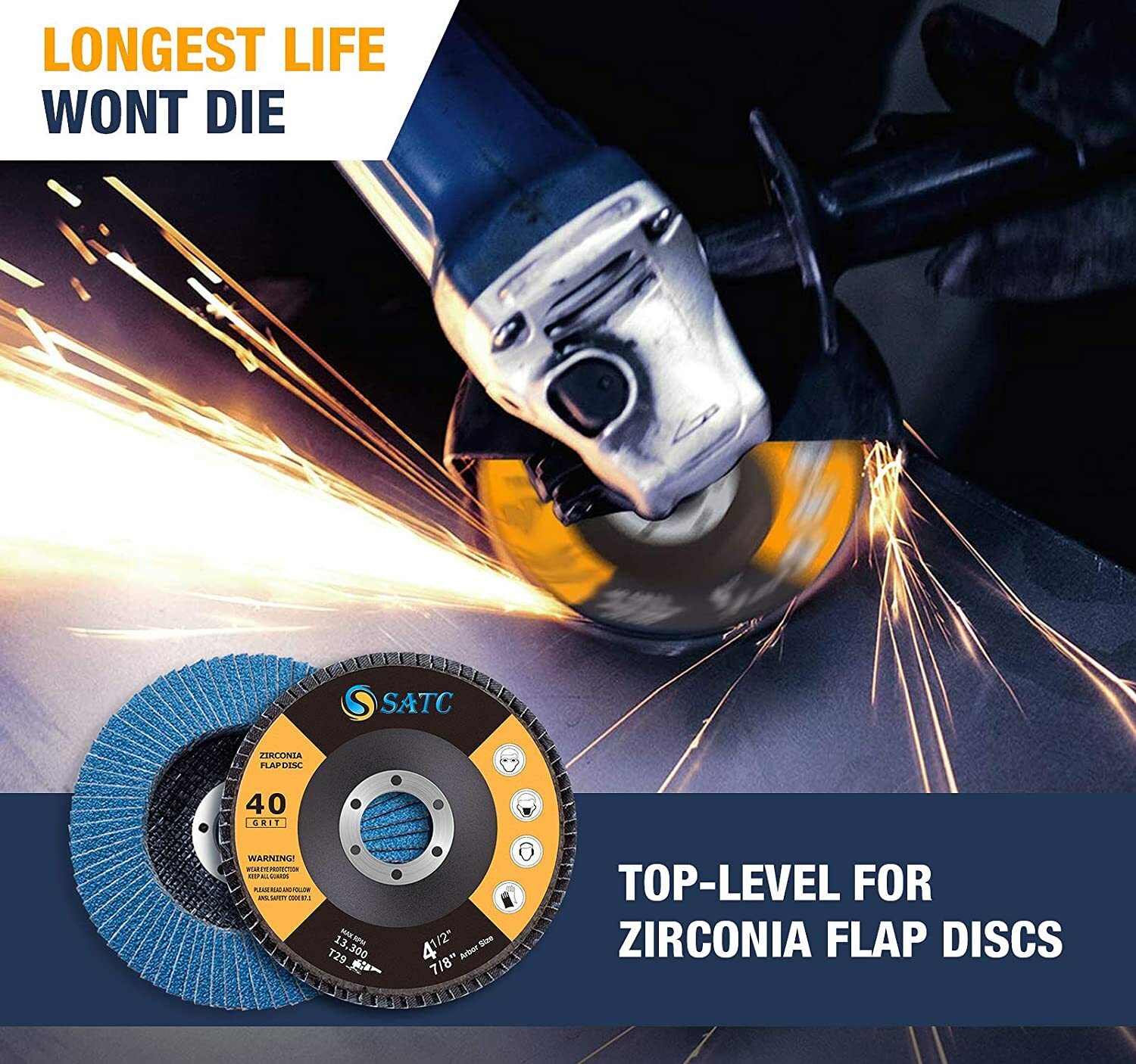 100 Pack 4.5″ 4-1/2″ Zirconia Flap Disc 40 60 80 120 Grit Sanding Grinding Wheel