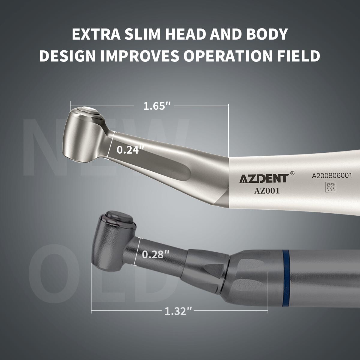 AZDENT Dental 1:1 Slow Low Speed Contra Angle Push Button Handpiece