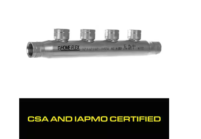 HOME-FLEX 1/2 In. X 1/2 In. X (4) 1/2 Inch CSST FIPT Stainless Steel Manifold
