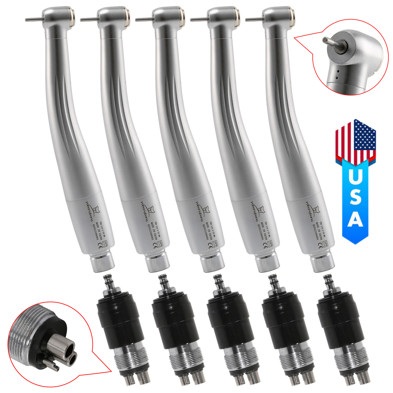 1-10*Dental High Speed Handpiece Standard Head / 4 Hole Coupler Fit NSK YBNK4 DL