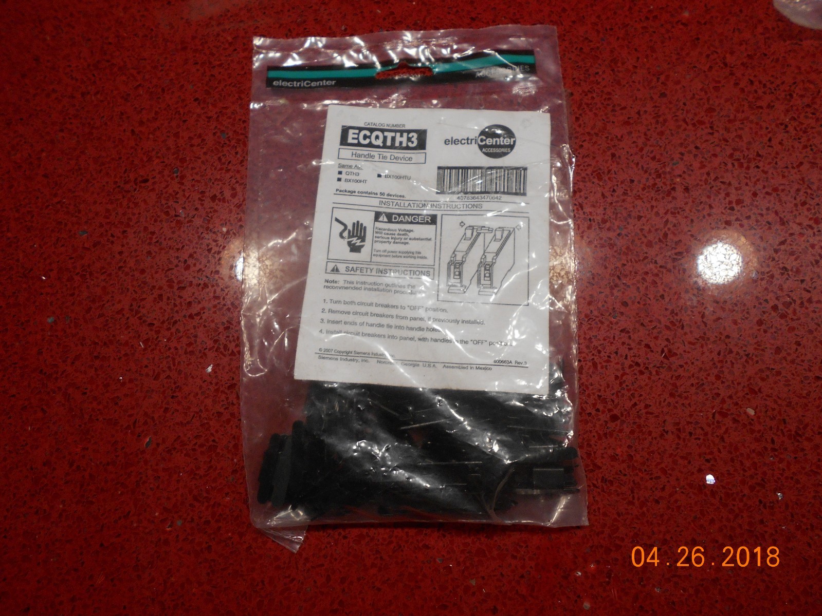 ELECTRICENTER ECQTH3 HANDLE TIE DEVICE (PKG 50) AKA QTH3 BX100HT