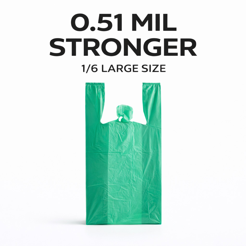 Bags 1/6 Large 21 x 6.5 x 11.5 Green T-Shirt Plastic Grocery Shopping Bags