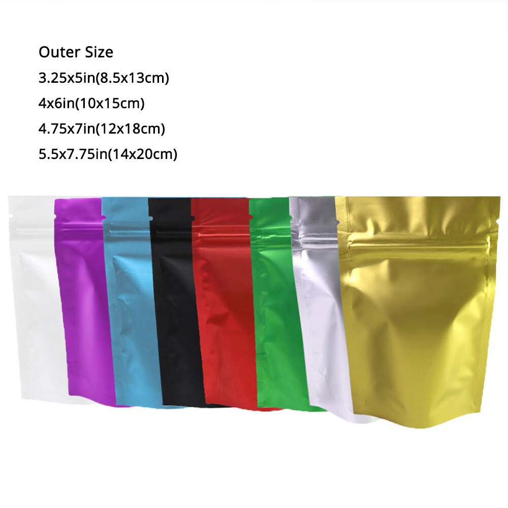 Assorted Sizes Matte Clear Front Color Back Foil Mylar Stand up Zip Lock Bag M21