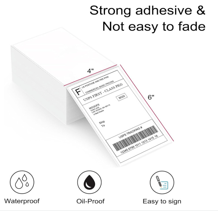 500 4×6 Fanfold Direct Thermal Direct Shipping Labels for Zebra & Rollo Printers