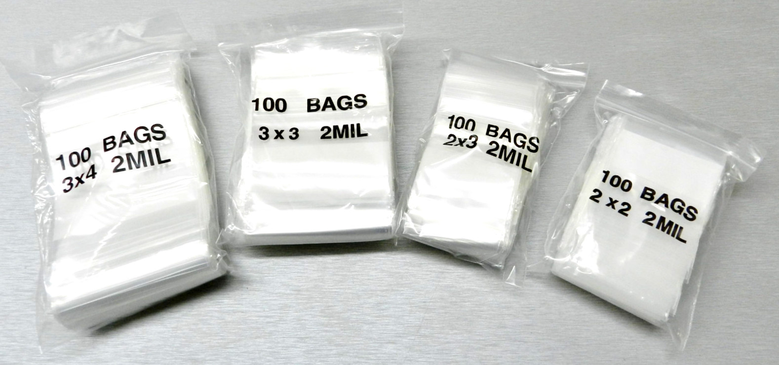 400 Zip Seal Lock Bags Assortment of 2×2 2×3 3×3 3×4 Assorted 2mil Clear Locking
