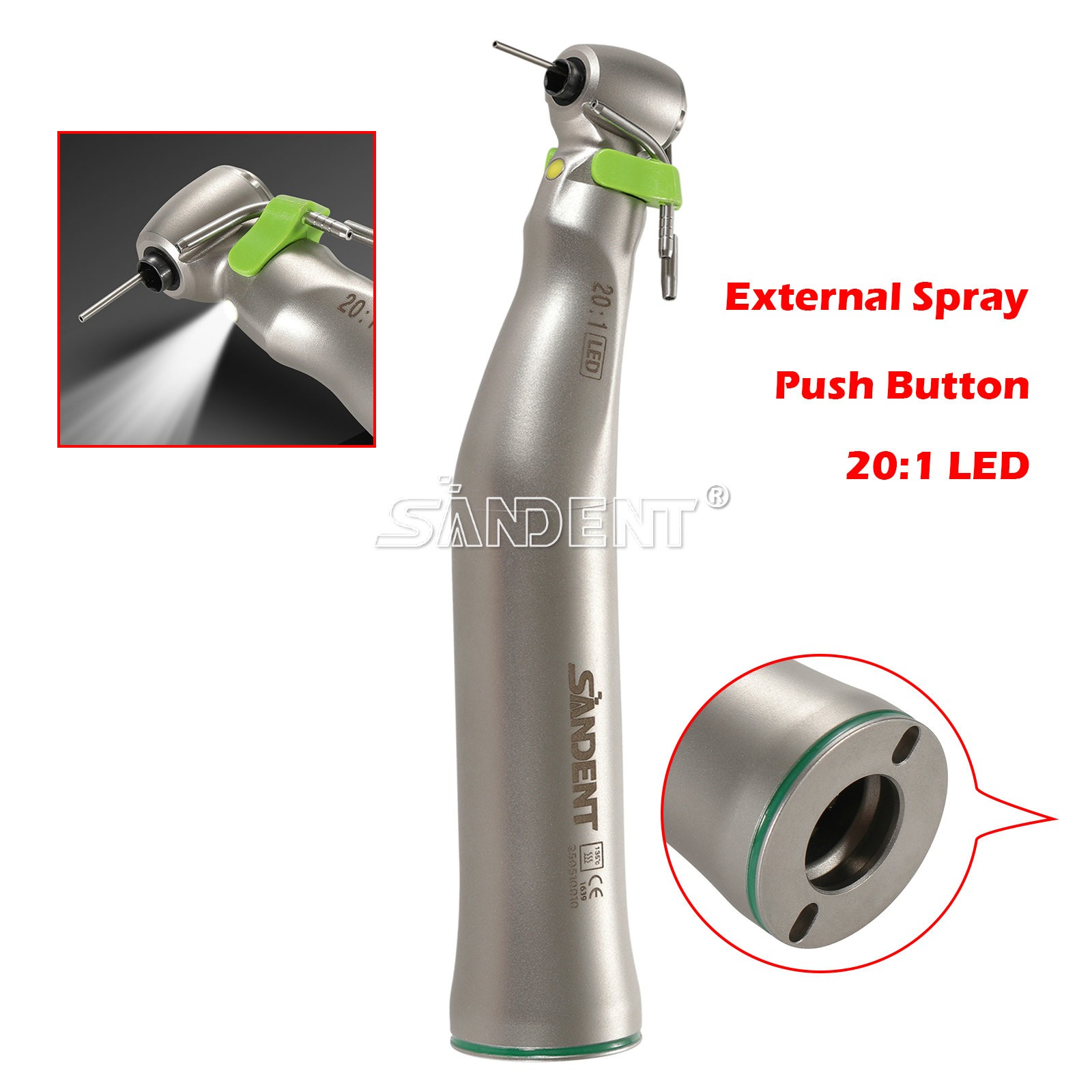 20:1 Dental LED Implant Contra Angle Handpiece for W H Surgical Motor