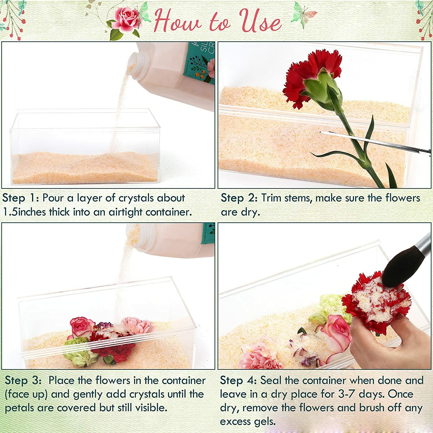 Silica Gel Flower Drying Color Indicating Crystals Wedding Bouquet Preservation