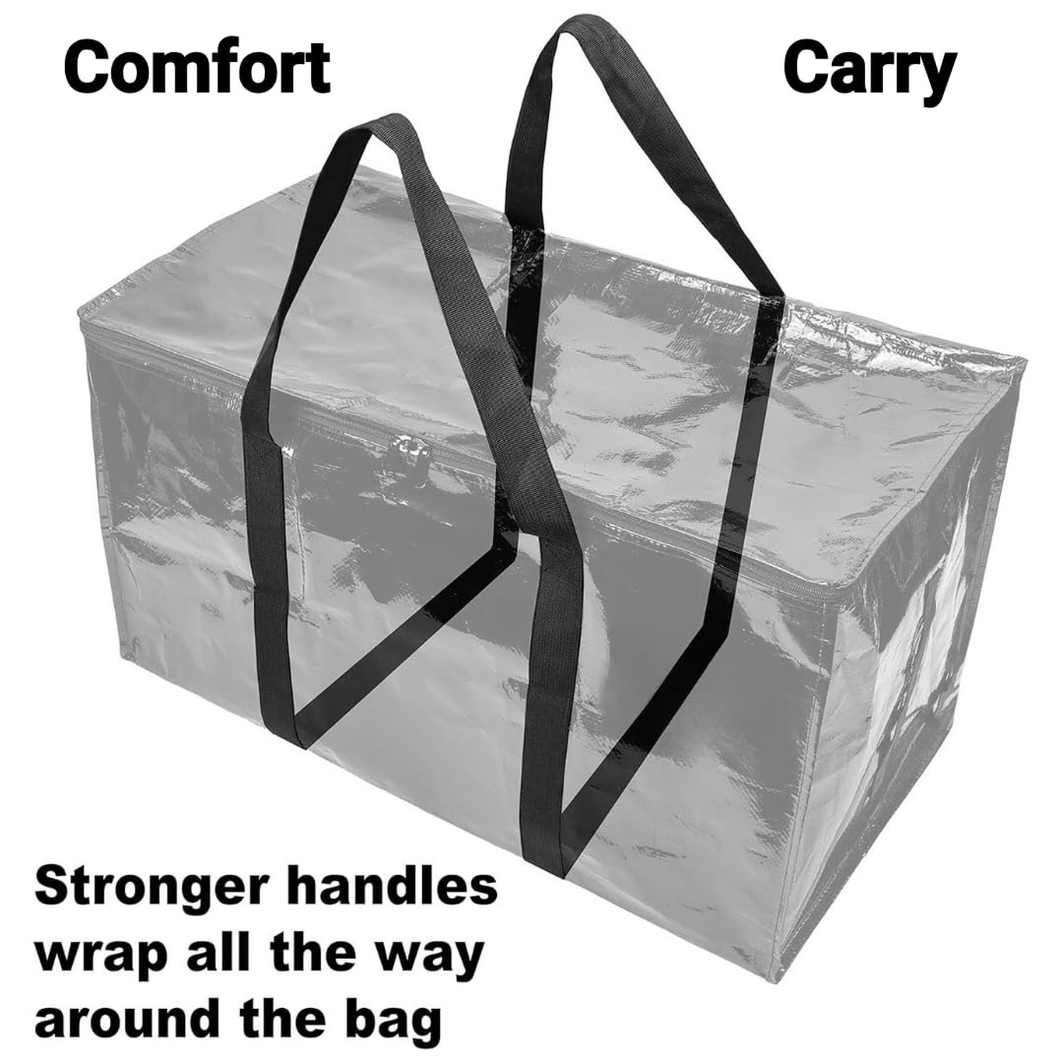 BAG-THAT! 8 – Pack Heavy Duty Large Moving Bags, with Strong Zipper and Comfo…