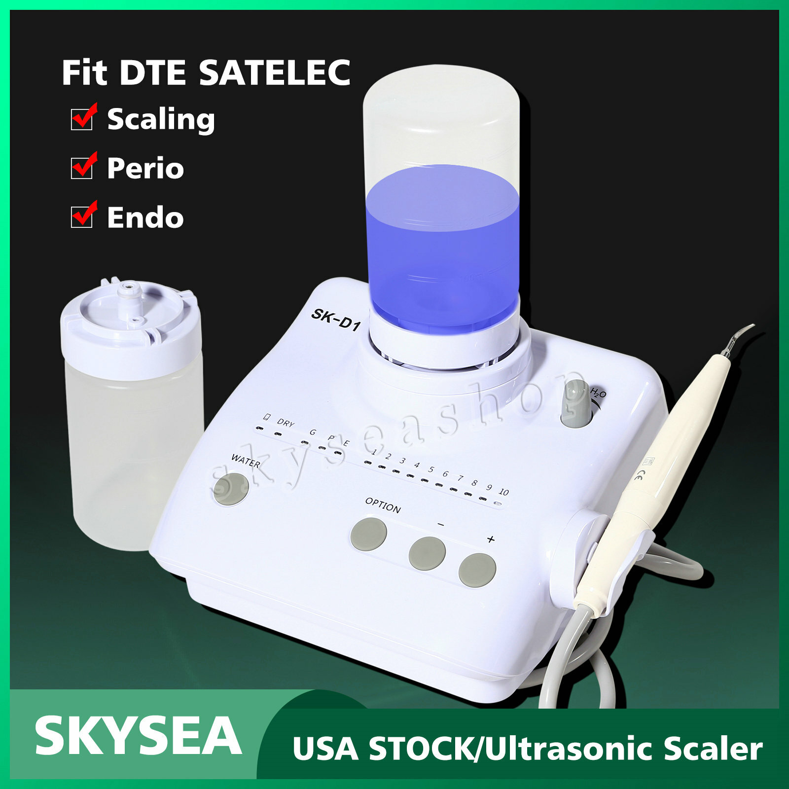 SK-D1 Dental Ultrasonic Piezo Scaler fit for SATELEC DTE Handpiece + 2 Bottles