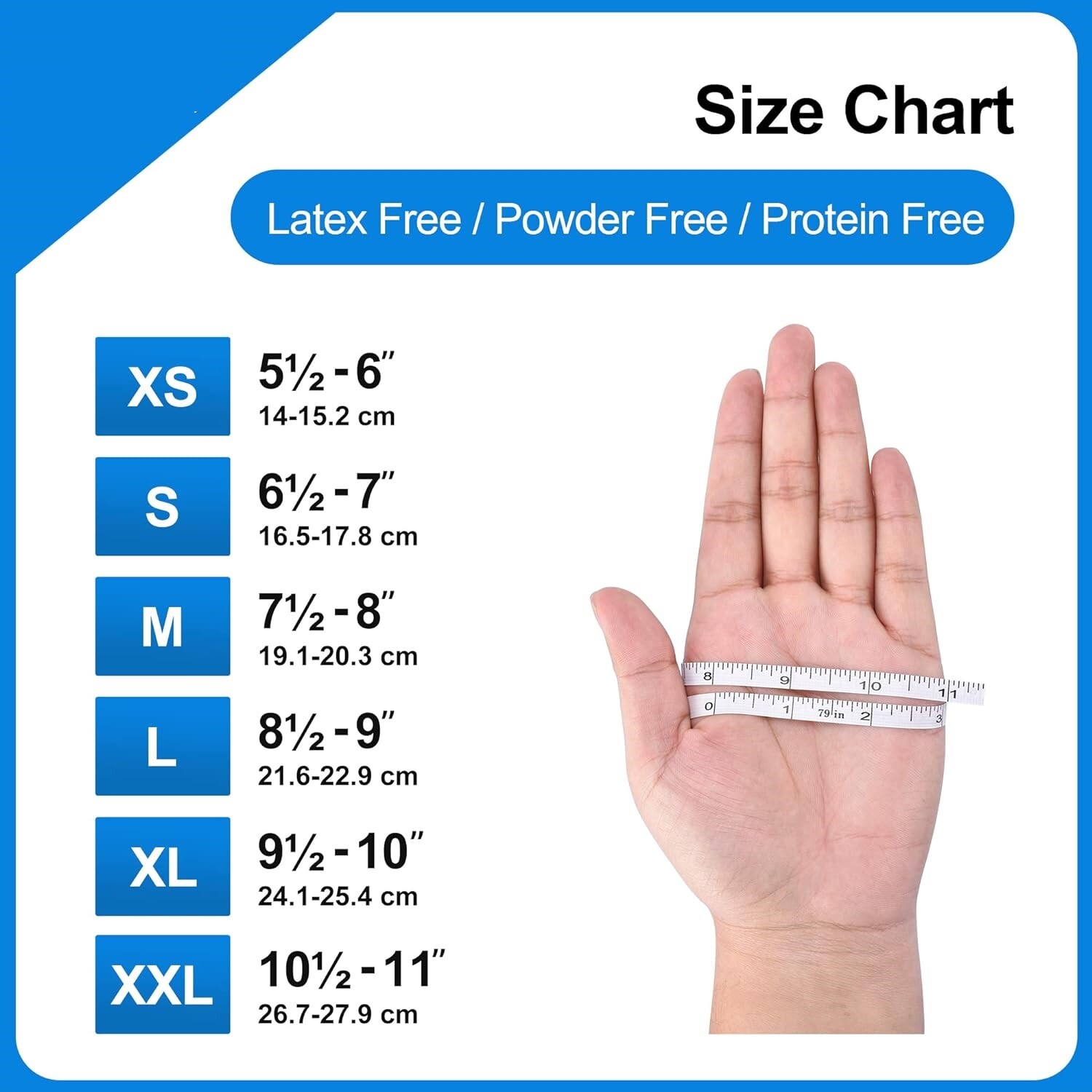 Blue Nitrile Medical Gloves 5Mil Powder & Latex Free Disposable Clean (100pcs)