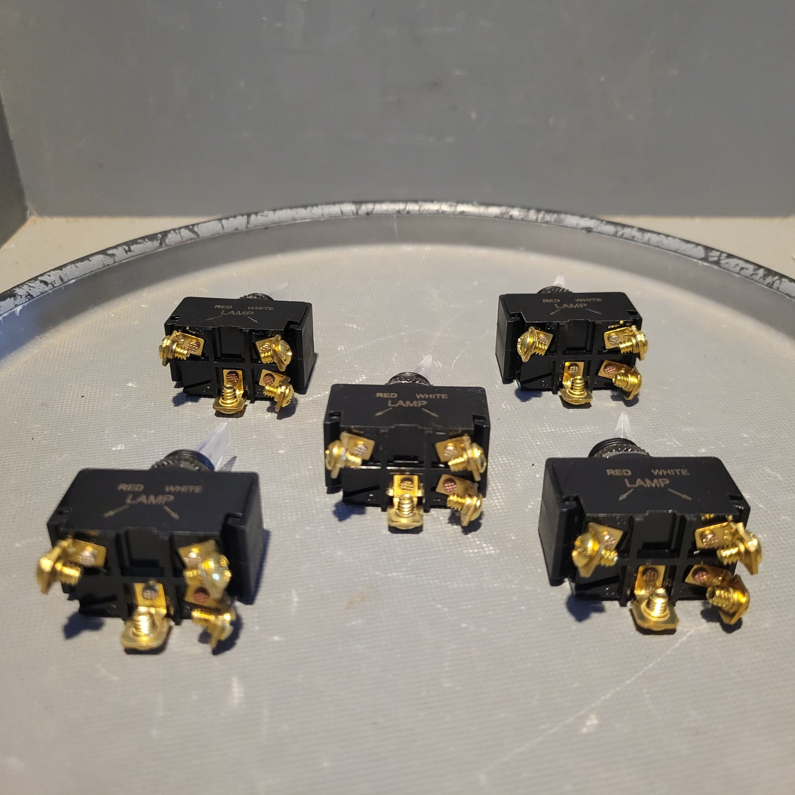 Lot of 5 BEP SPST Lighted Toggle Switch, Red, 21A @ 14VDC, 0918