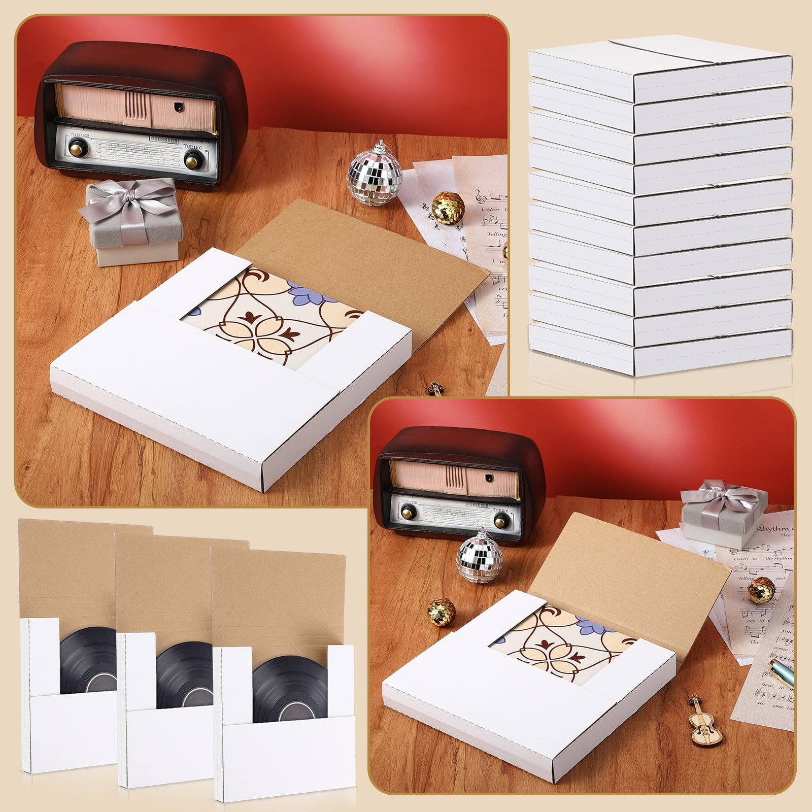 100 Pack 7 Inch Vinyl Record Mailers Boxes 45 RPM Easy Fold LP Cardboard