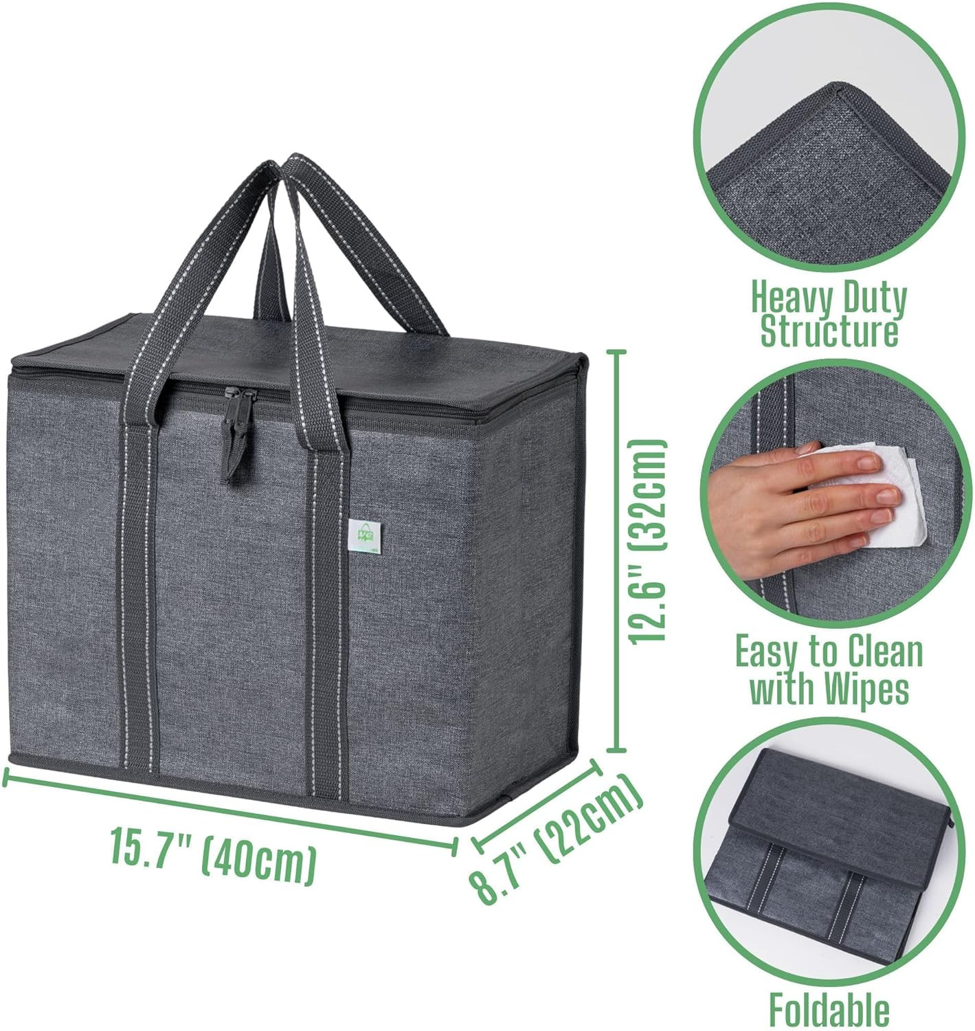 2 Pack Cooler Bag and Insulated Grocery Bags for Food Delivery, Collapsible Cool