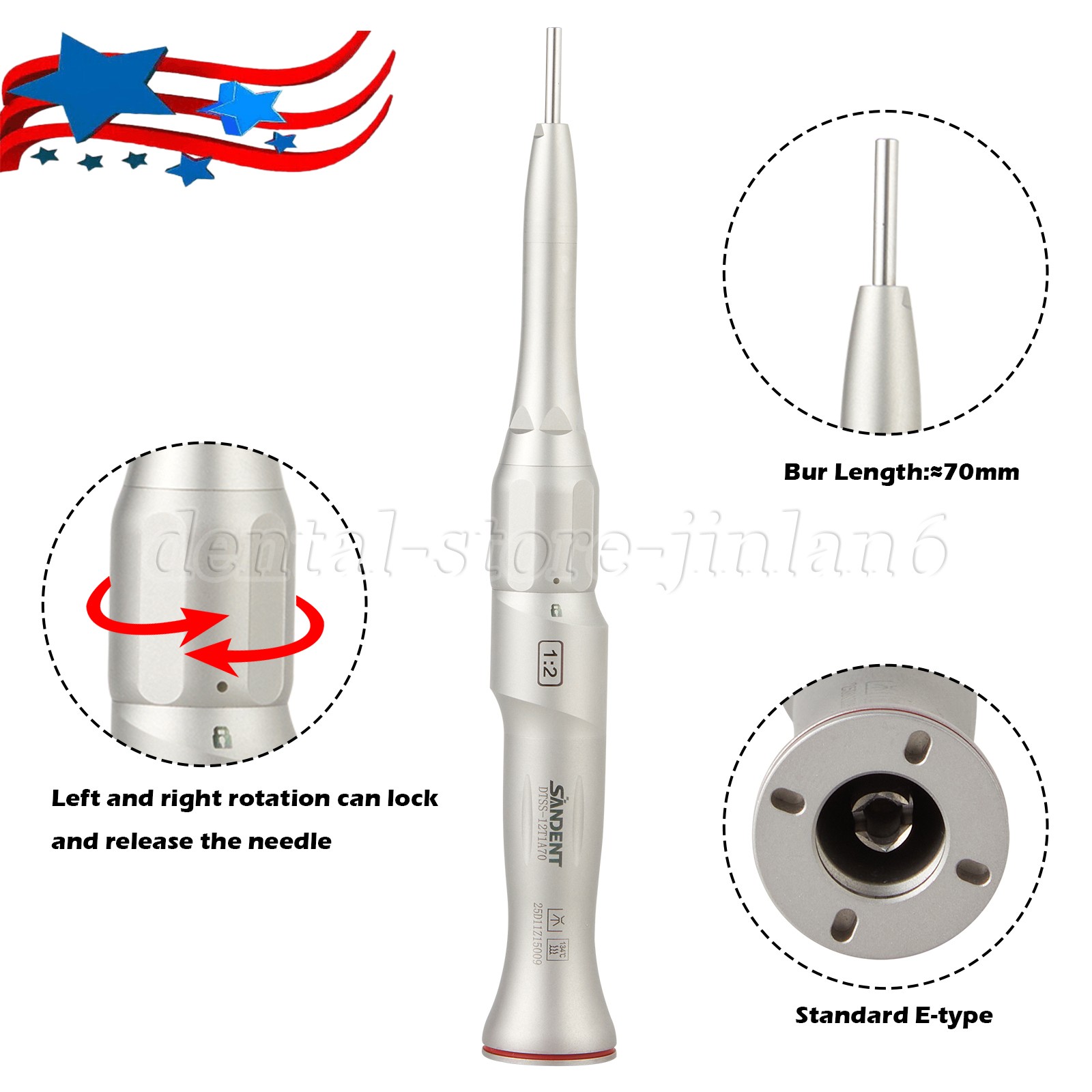 Dental 1:2 Increasing Surgical Osteotomy Handpiece Straight E-type HP Φ2.35mm