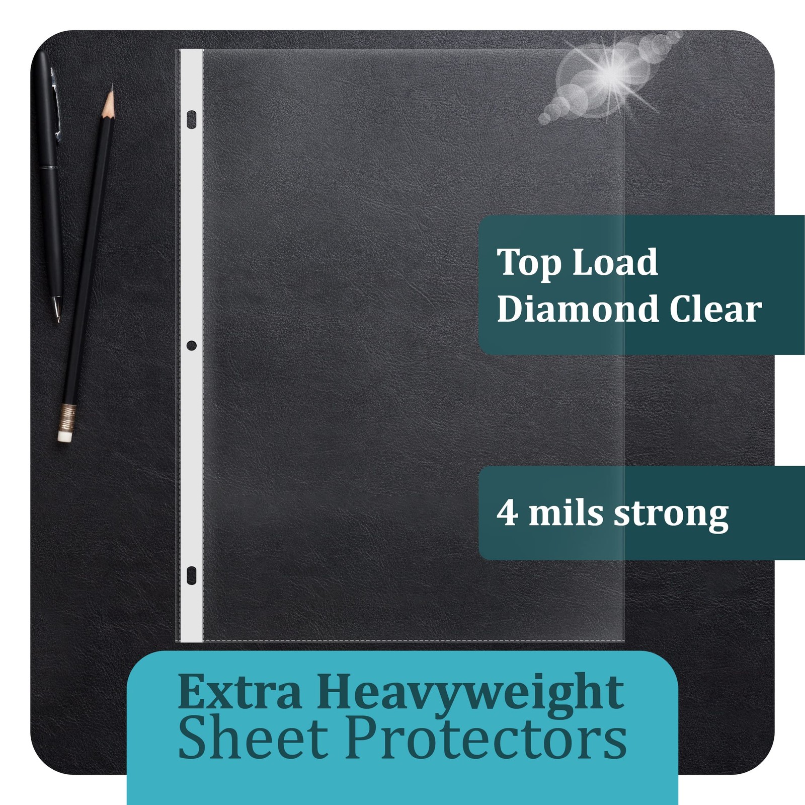 100 Count Diamond Clear Extra Heavyweight Sheet Protectors, 4 mils Strong,8.5…