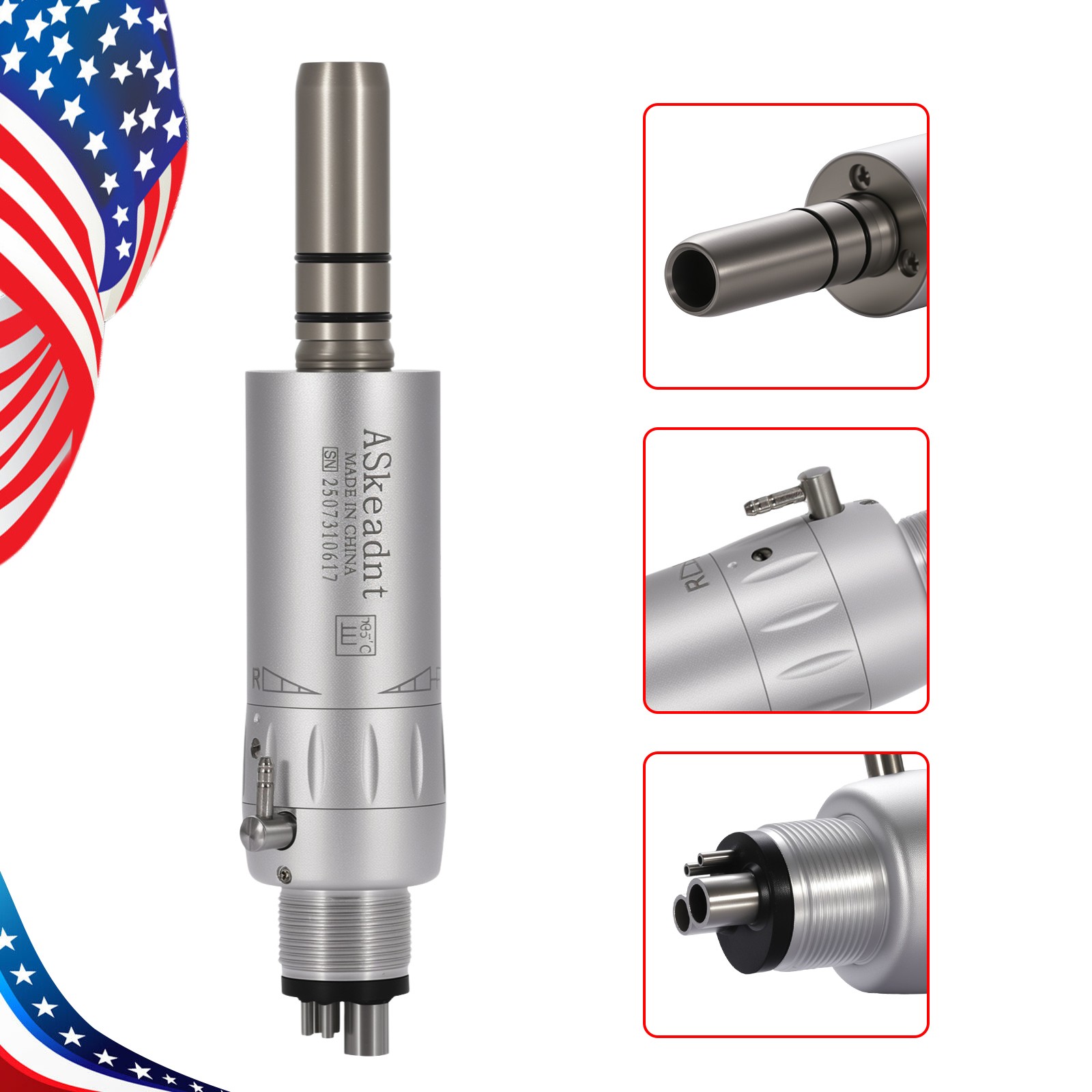 5X ASkeadnt Dental Slow Low Speed Handpiece Air Motor E-type 4 Holes AS Y
